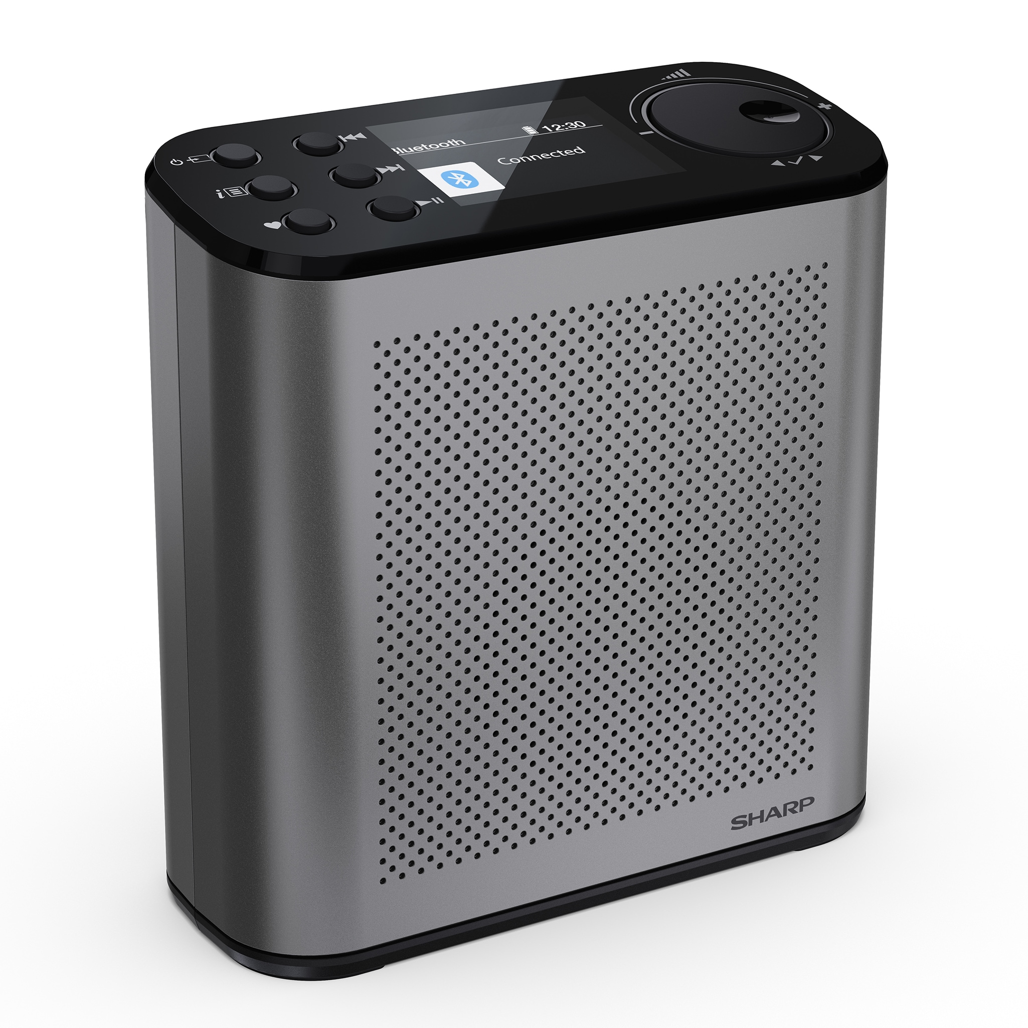 Sharp DR-P530 Osaka DAB+ Digitalradio Bluetooth Lautsprecher Wecker Dual-Alarm & Akku, grau-schwarz 