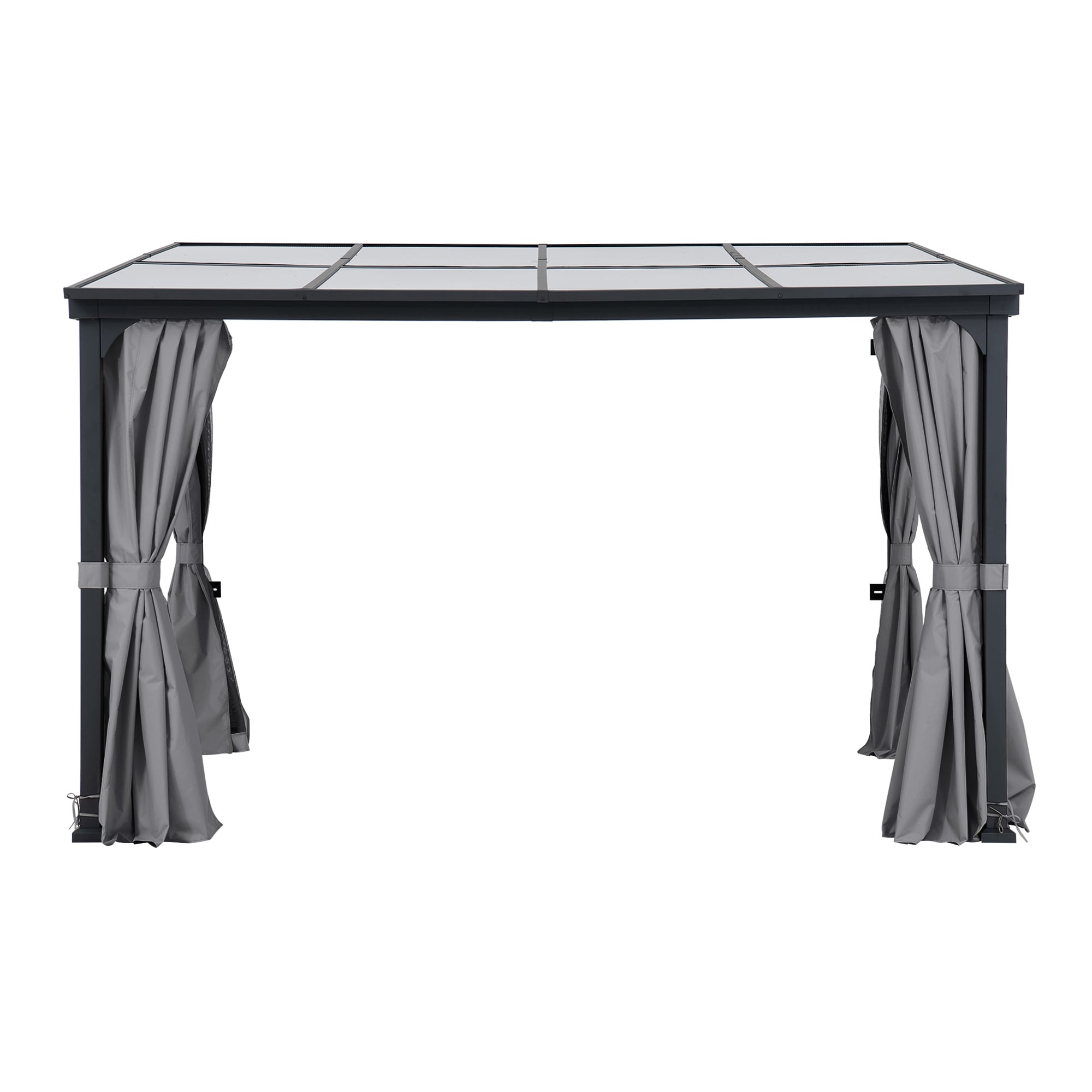 Stahl Wandpavillon MEIJE mit Vorh&auml;ngen und Netz - 360cm x 300cm, schwarz 