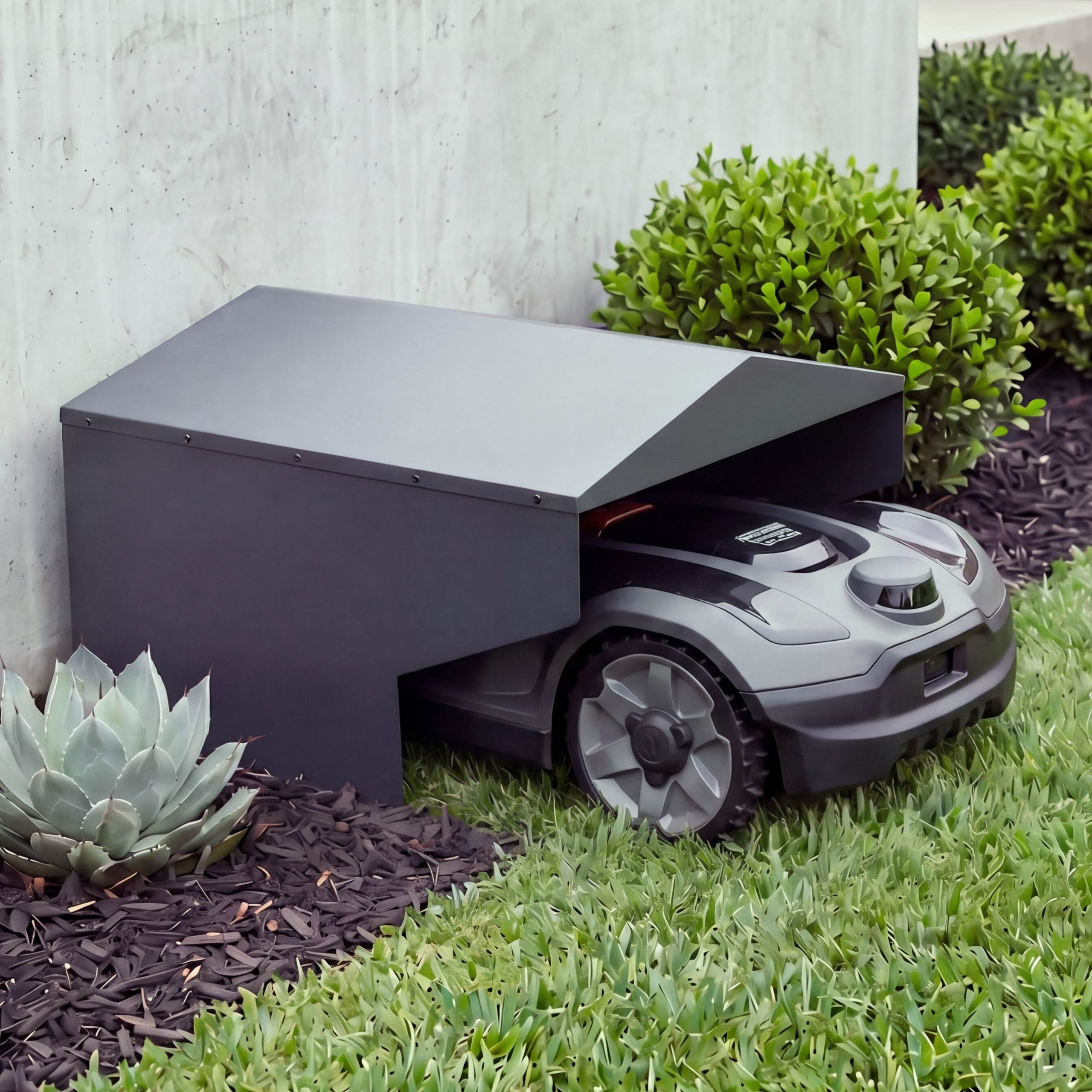 M&auml;hroboter-Garage MCW-Q71, Rasenroboter-&Uuml;berdachung Dach Unterstand f&uuml;r Rasenm&auml;her, Metall 42x57x70cm ~ anthrazit 