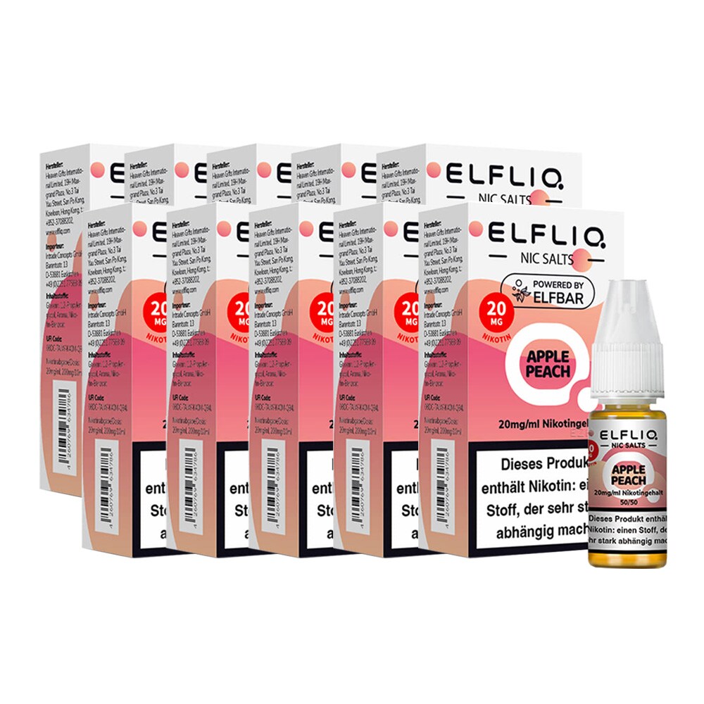 ELFBAR ELFLIQ - Apple Peach Nicotine Salt Liquid 10ml 2.0% 10er Pack 