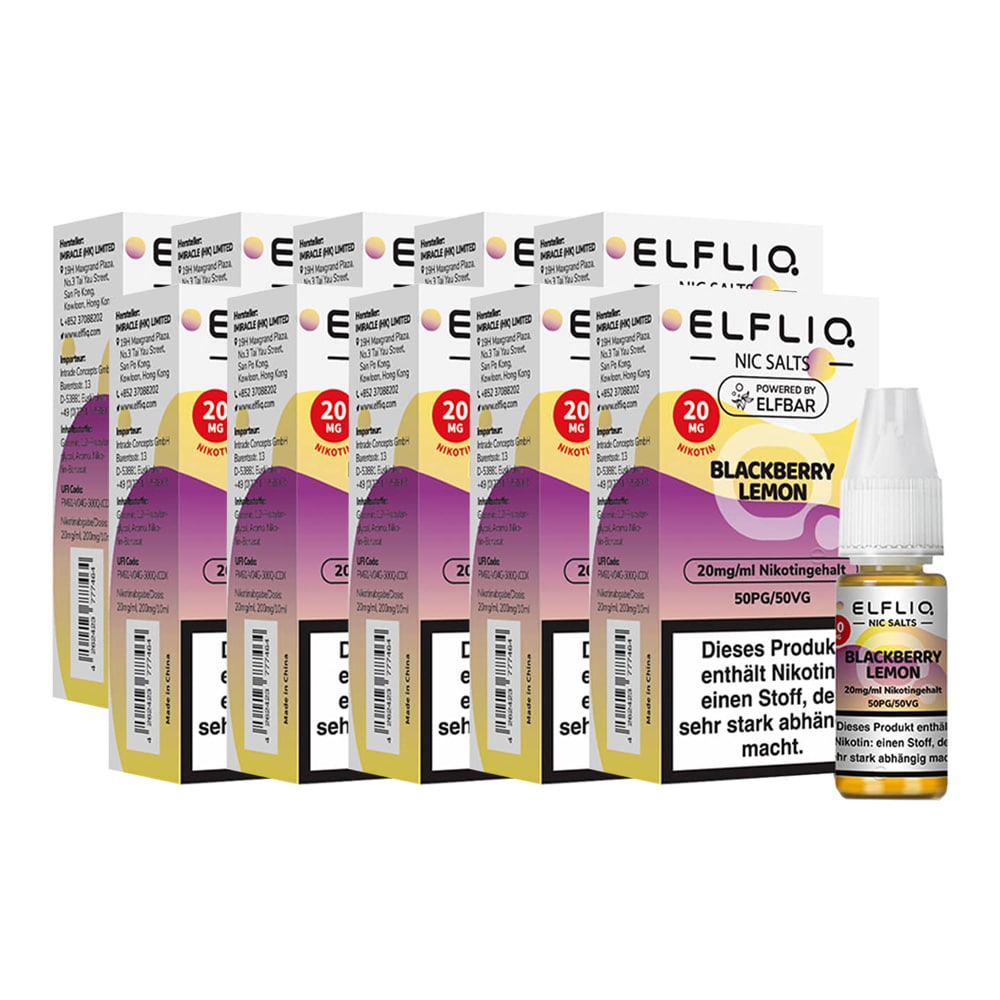 ELFBAR ELFLIQ - Blackberry Lemon Nicotine Salt Liquid 10ml 2.0% 10er Pack 