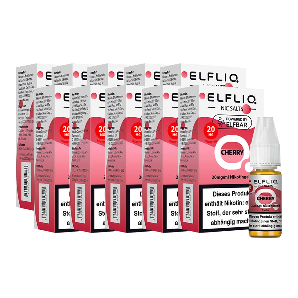 ELFBAR ELFLIQ - Cherry Nicotine Salt Liquid 10ml 2.0% 10er Pack 