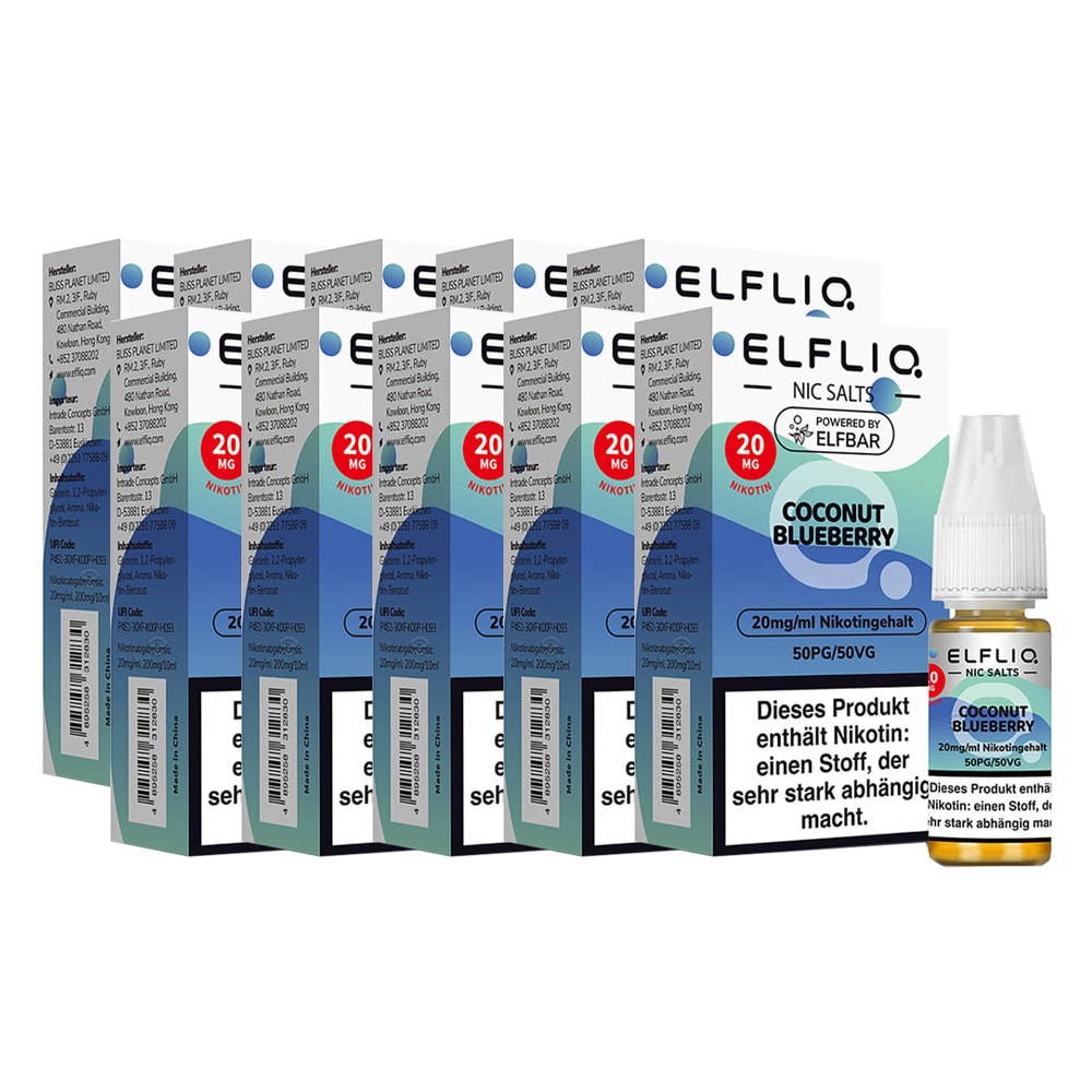 ELFBAR ELFLIQ - Coconut Blueberry Nicotine Salt Liquid 10ml 2.0% 10er Pack 