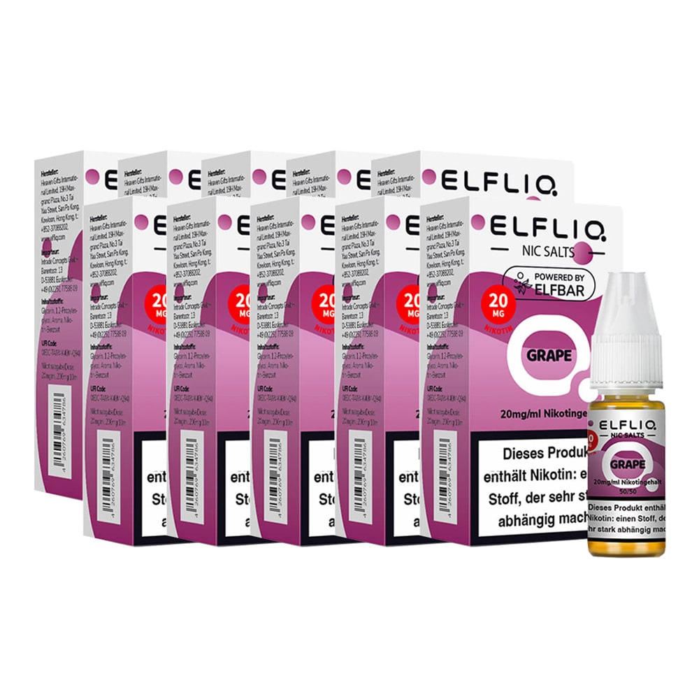 ELFBAR ELFLIQ - Grape Nicotine Salt Liquid 10ml 2.0% 10er Pack 