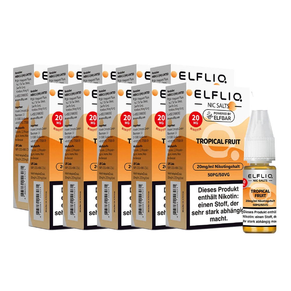 ELFBAR ELFLIQ - Tropical Fruit Nicotine Salt Liquid 10ml 2.0% 10er Pack 