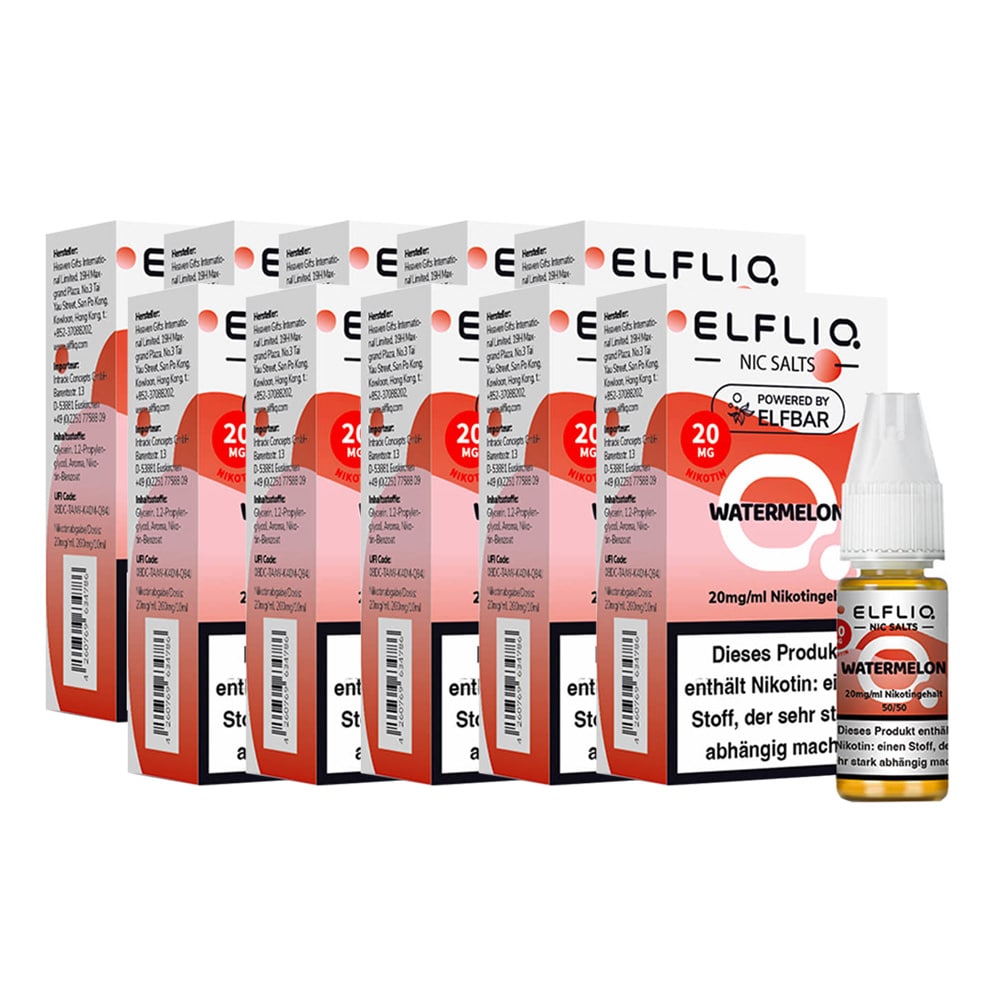 ELFBAR ELFLIQ - Watermelon Nicotine Salt Liquid 10ml 2.0% 10er Pack 