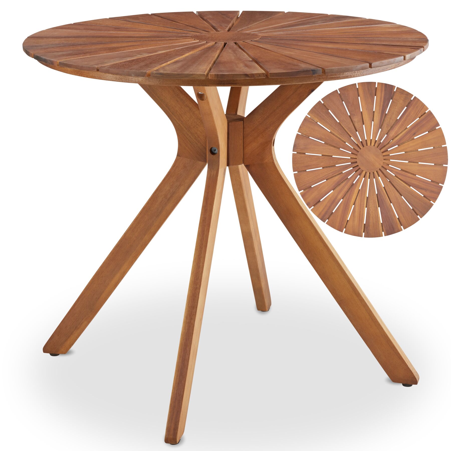 tectake&reg; Gartentisch, rund, Tischplatte mit Sonnenmuster, X-f&ouml;rmiges Gestell, 70 x 70 x 62 cm 
