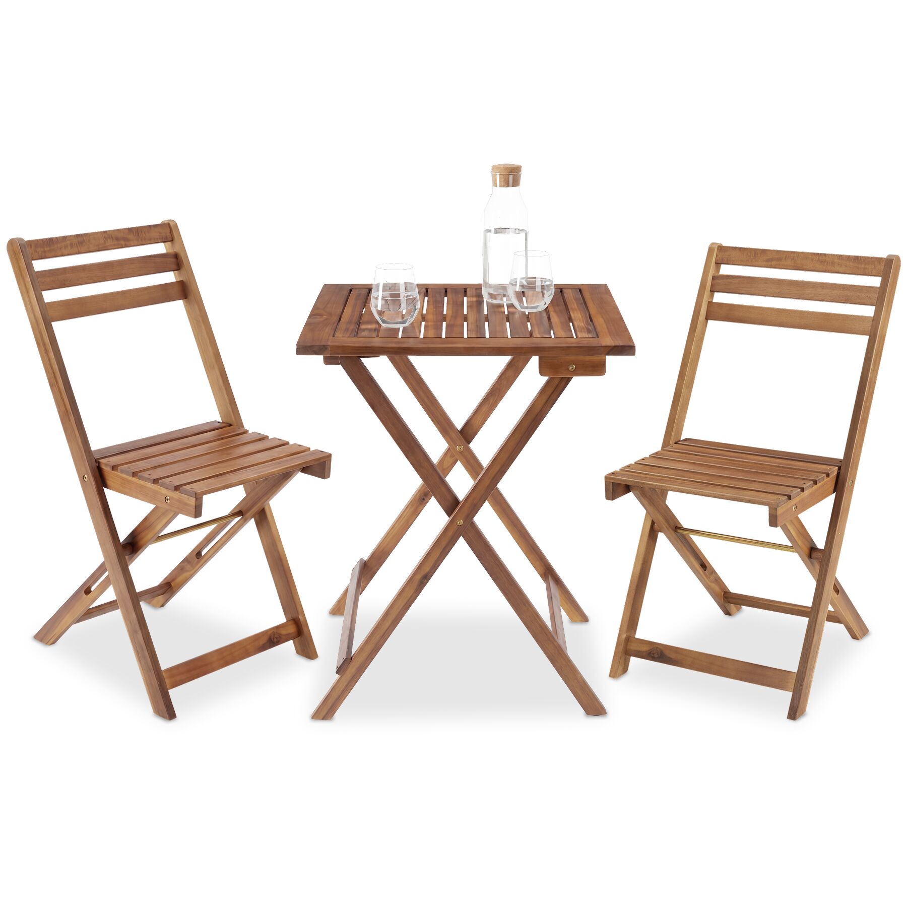 tectake&reg; Bistroset, klappbar, f&uuml;r 2 Personen, vormontiert, massives Akazienholz 
