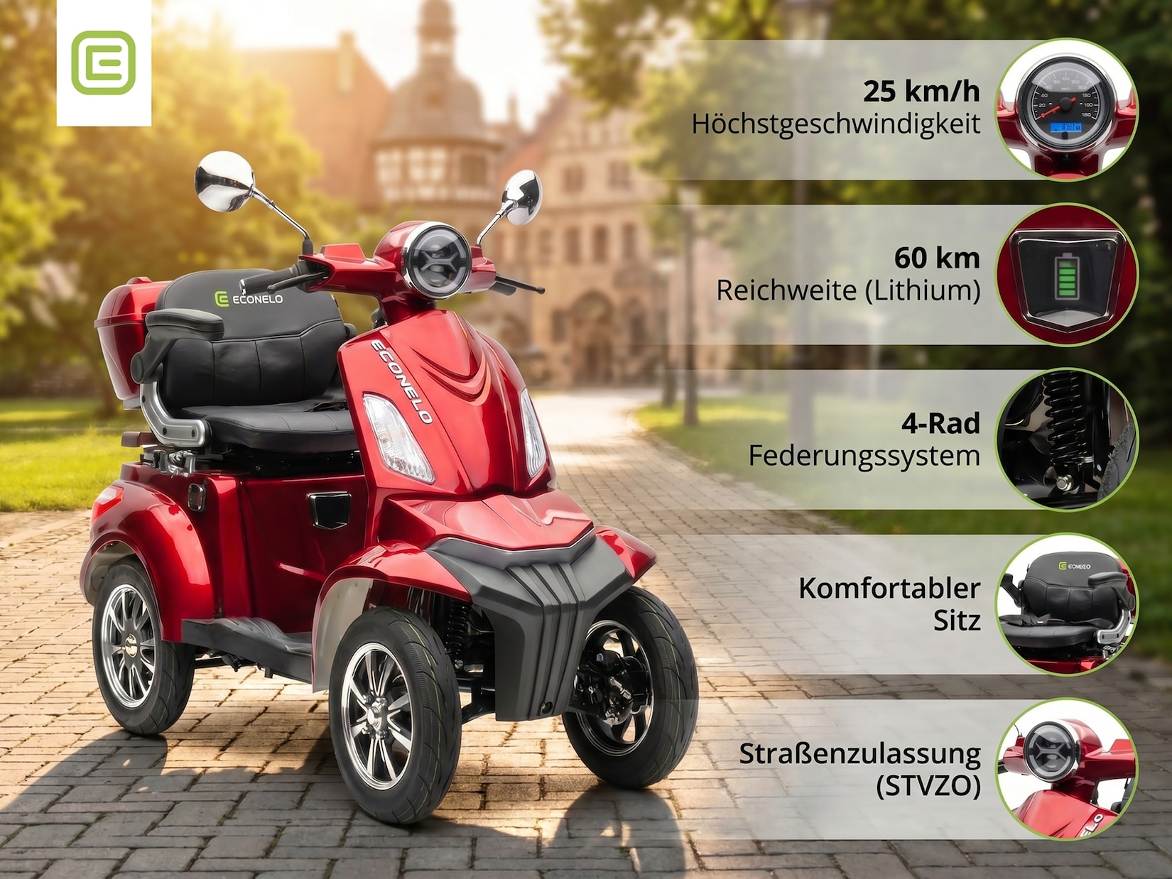 E-Seniorenmobil MAXXI 4.0 - Lithium Akku - 1000W - 25 km/h - ROT