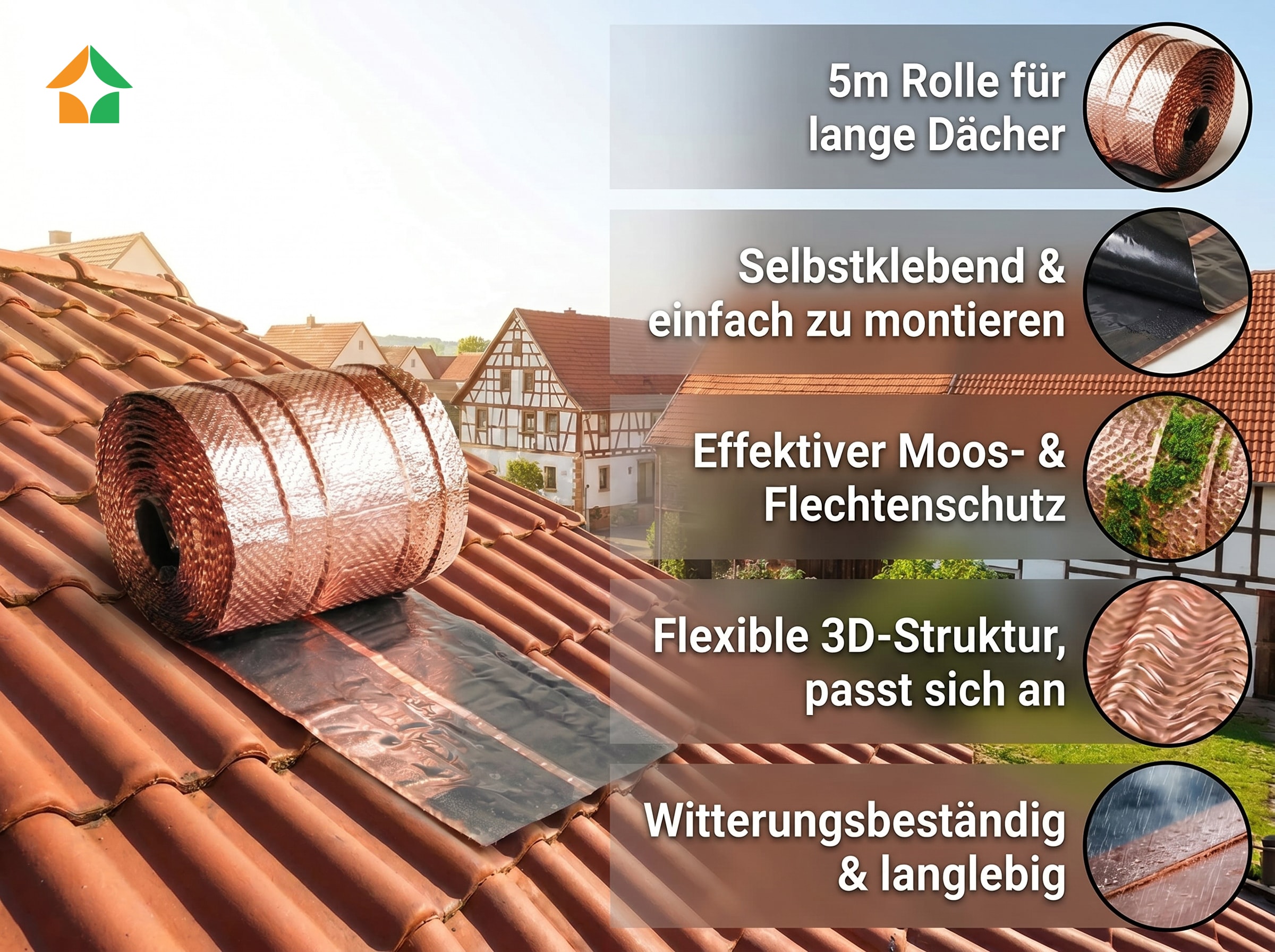 Kupfer Dachschutz IMPACT - Starke Haftung - Ideal f&uuml;r D&auml;cher & Fenster 