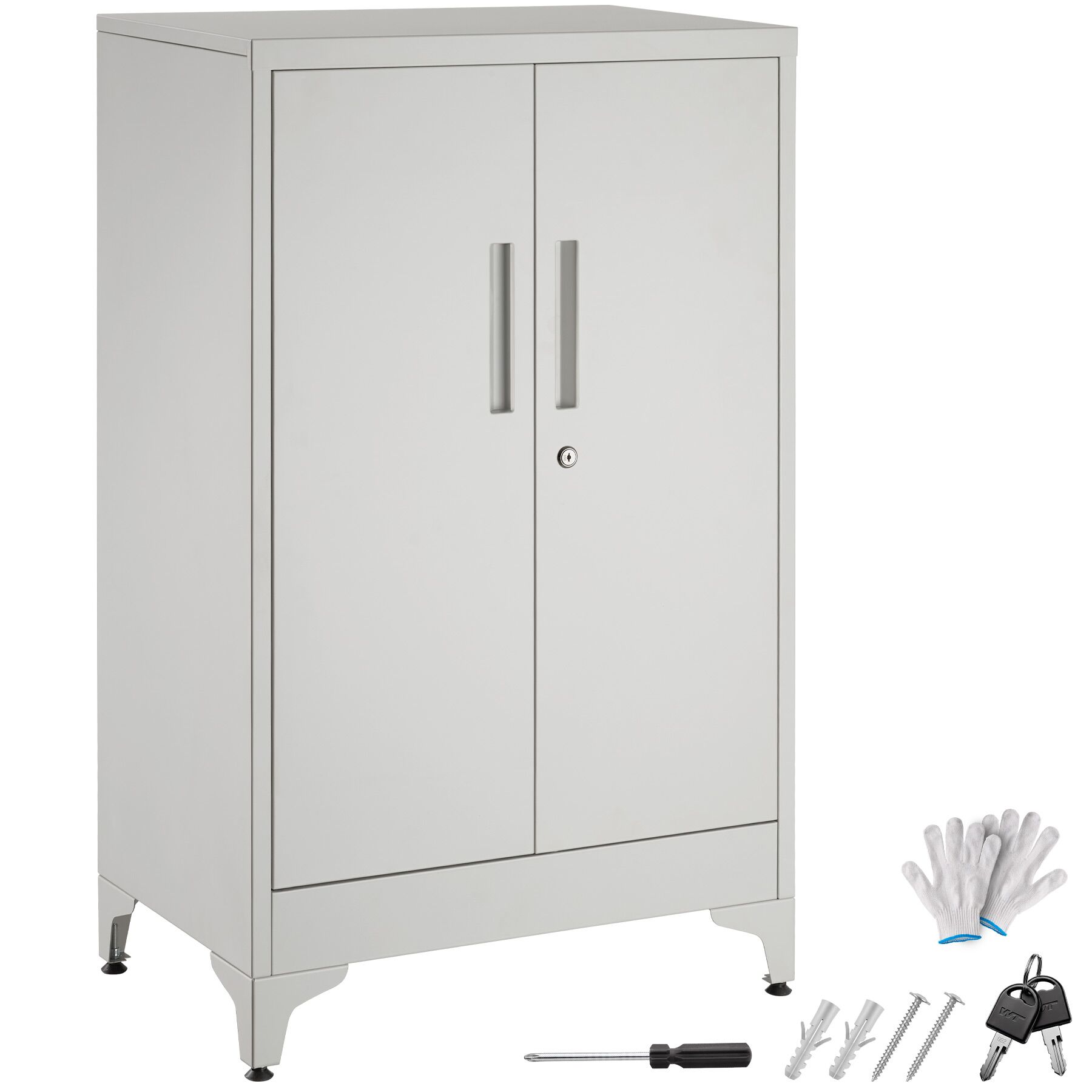 tectake&reg; Aktenschrank, 60 x 40 x 100 cm, 2 verstellbare Zwischenb&ouml;den, pulverbeschichteter Stahl, Kippschutz, h&ouml;henverstellbare F&uuml;&szlig;e 