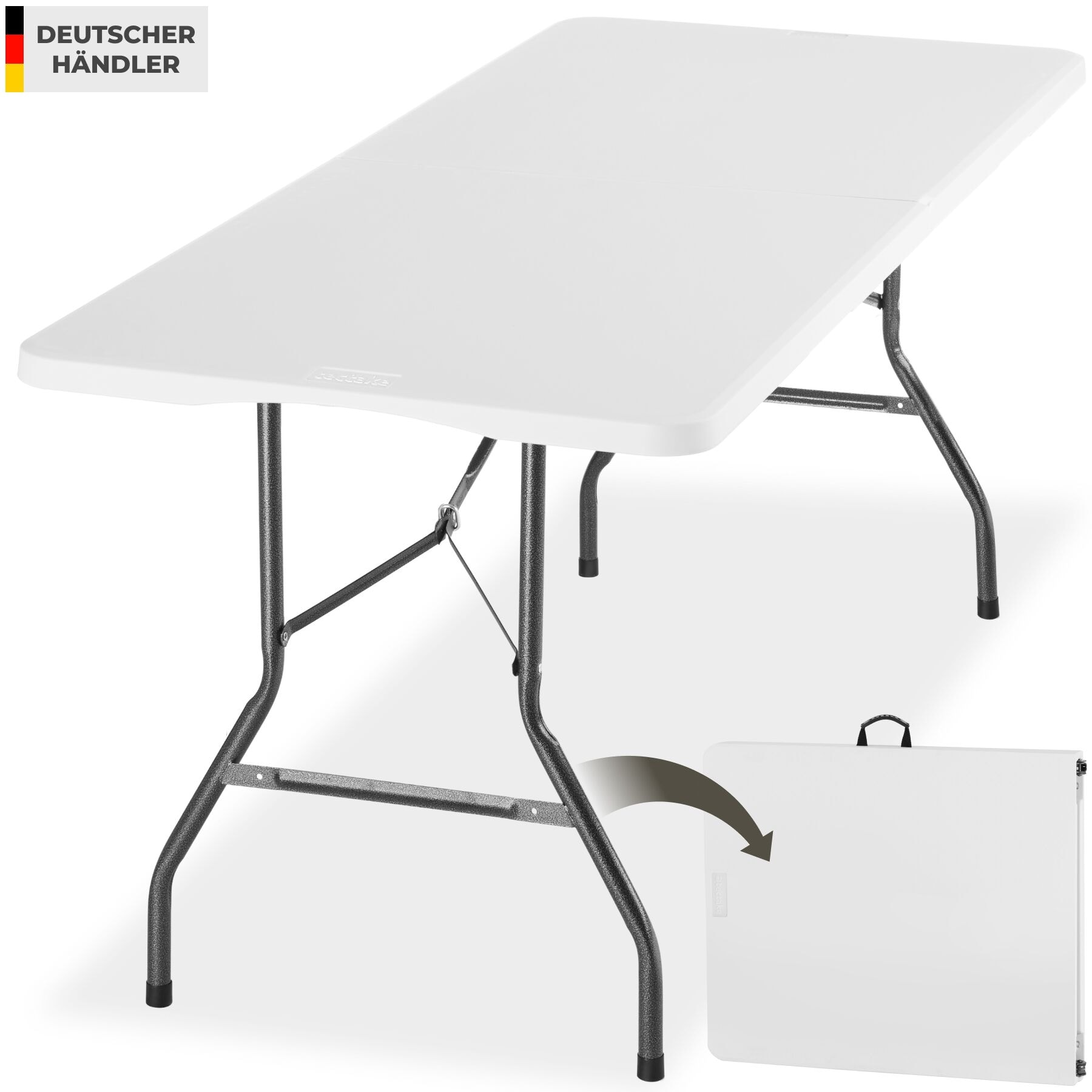 tectake&reg; Campingtisch, klappbar, wetterfest, 120 kg Belastbarkeit, gummierter Tragegriff 