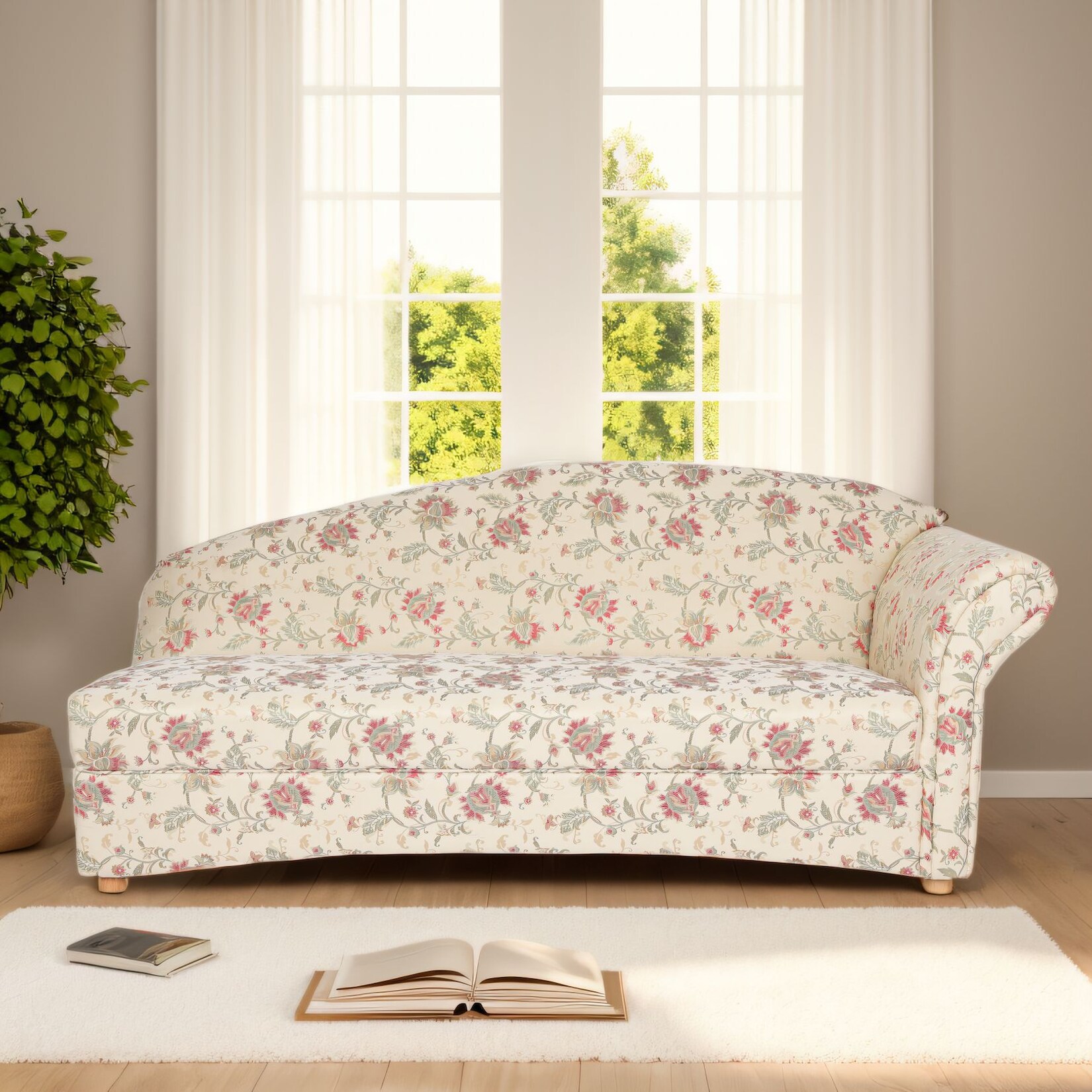 3-Sitzer Sofa Loretta mit rechter Armlehne, ca. 193 x 83 x 85 cm – Blumenmuster