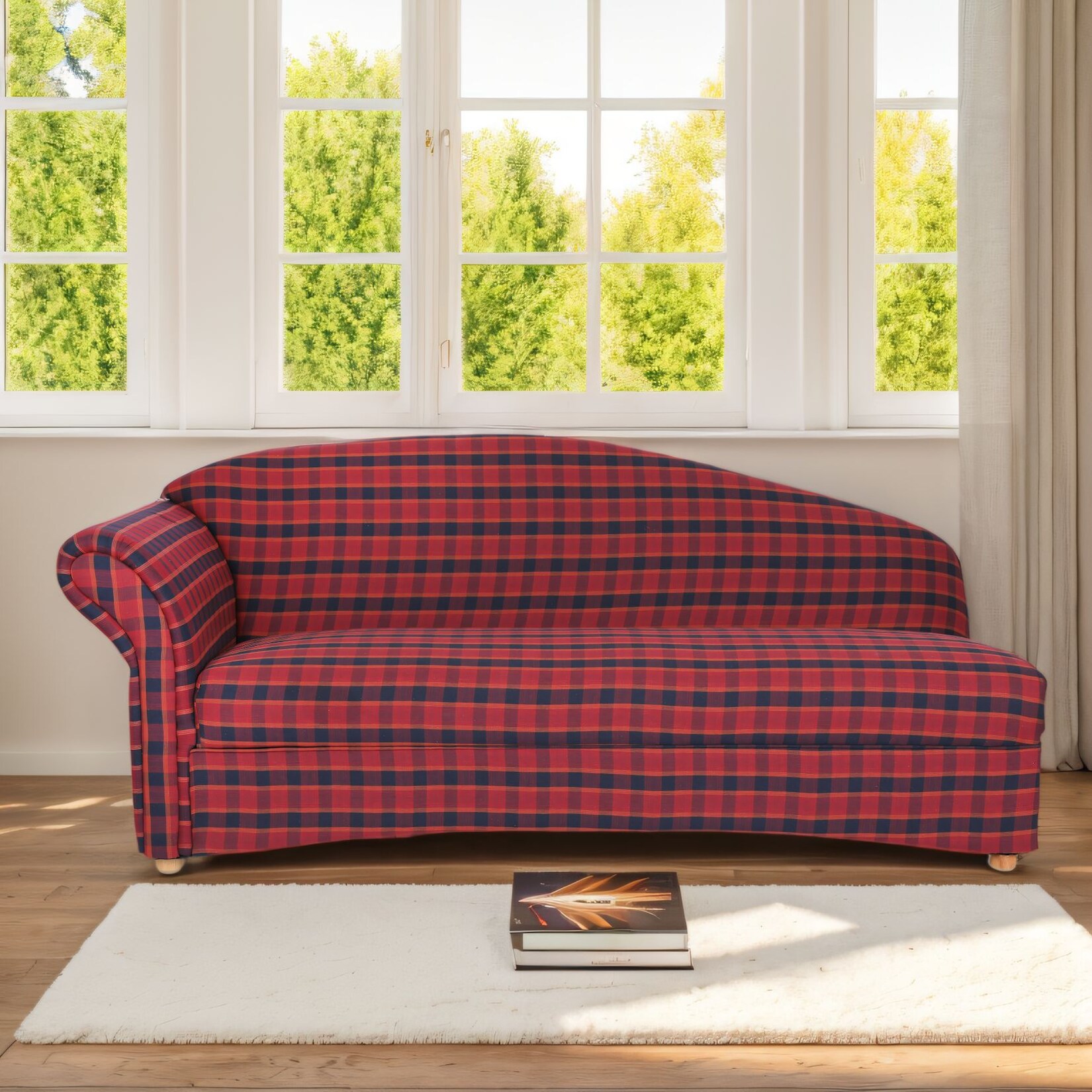 3-Sitzer Sofa Loretta mit linker Armlehne, ca. 193 x 83 x 85 cm - Rot kariert