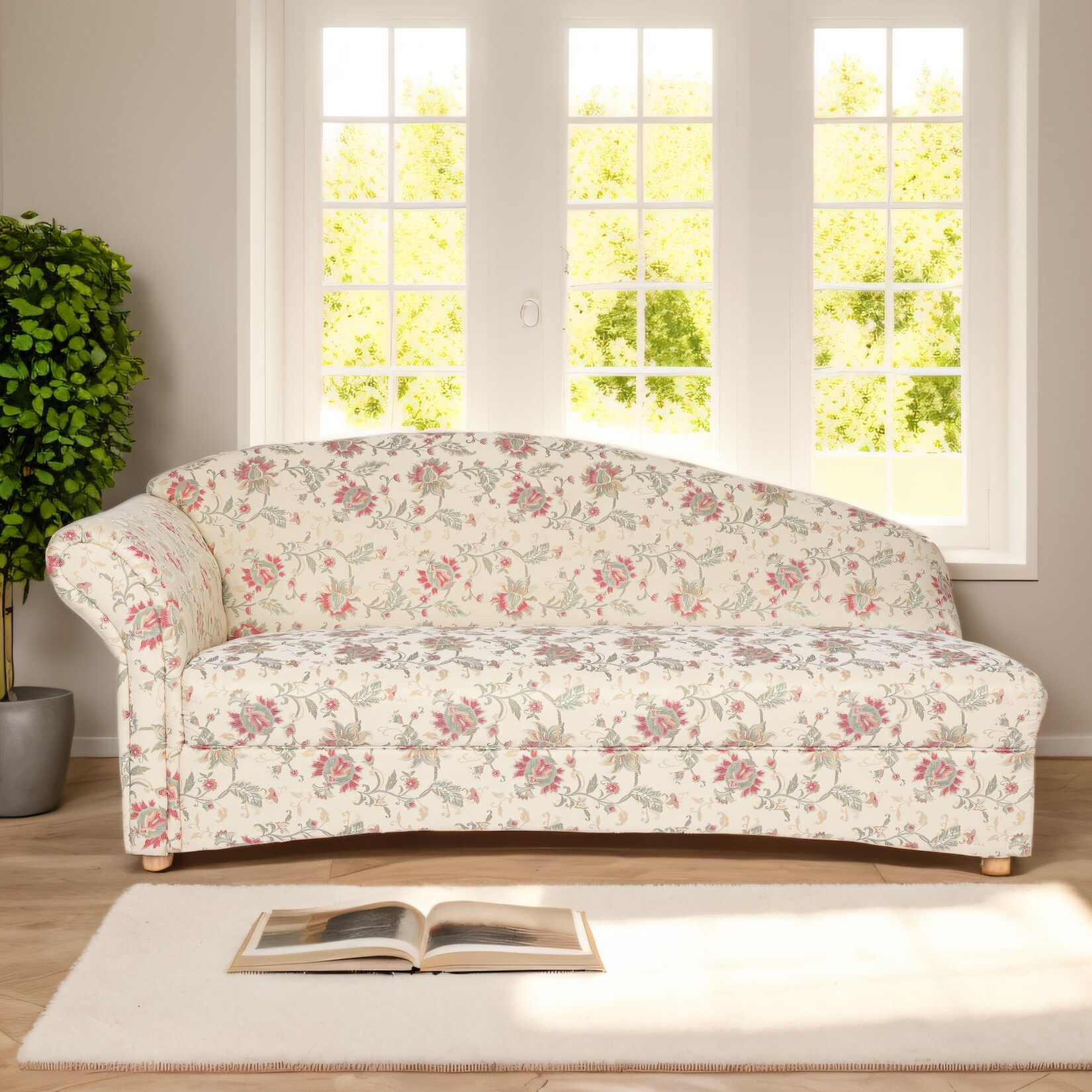 3-Sitzer Sofa Loretta mit linker Armlehne, ca. 193 x 83 x 85 cm – Blumenmuster