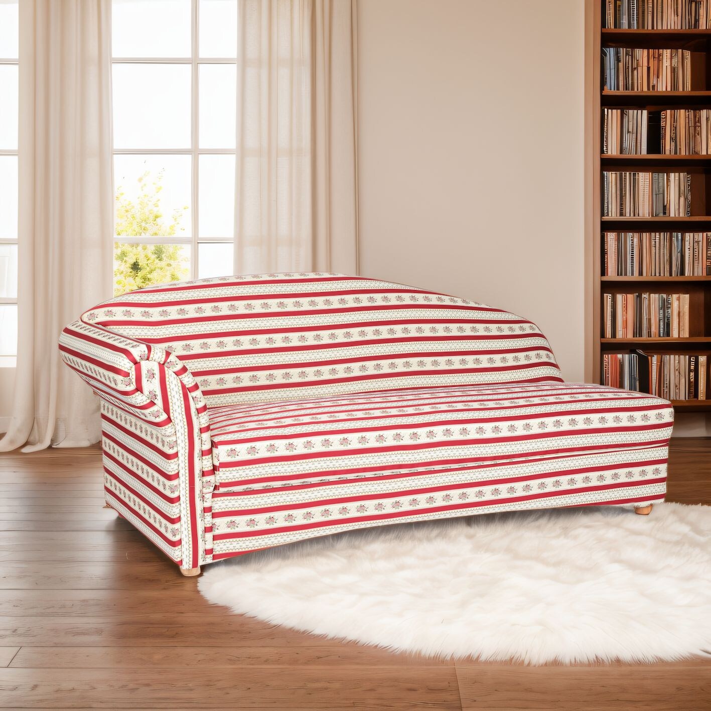 3-Sitzer Sofa Loretta mit linker Armlehne, ca. 193 x 83 x 85 cm Rot gestreift & Blumenmuster