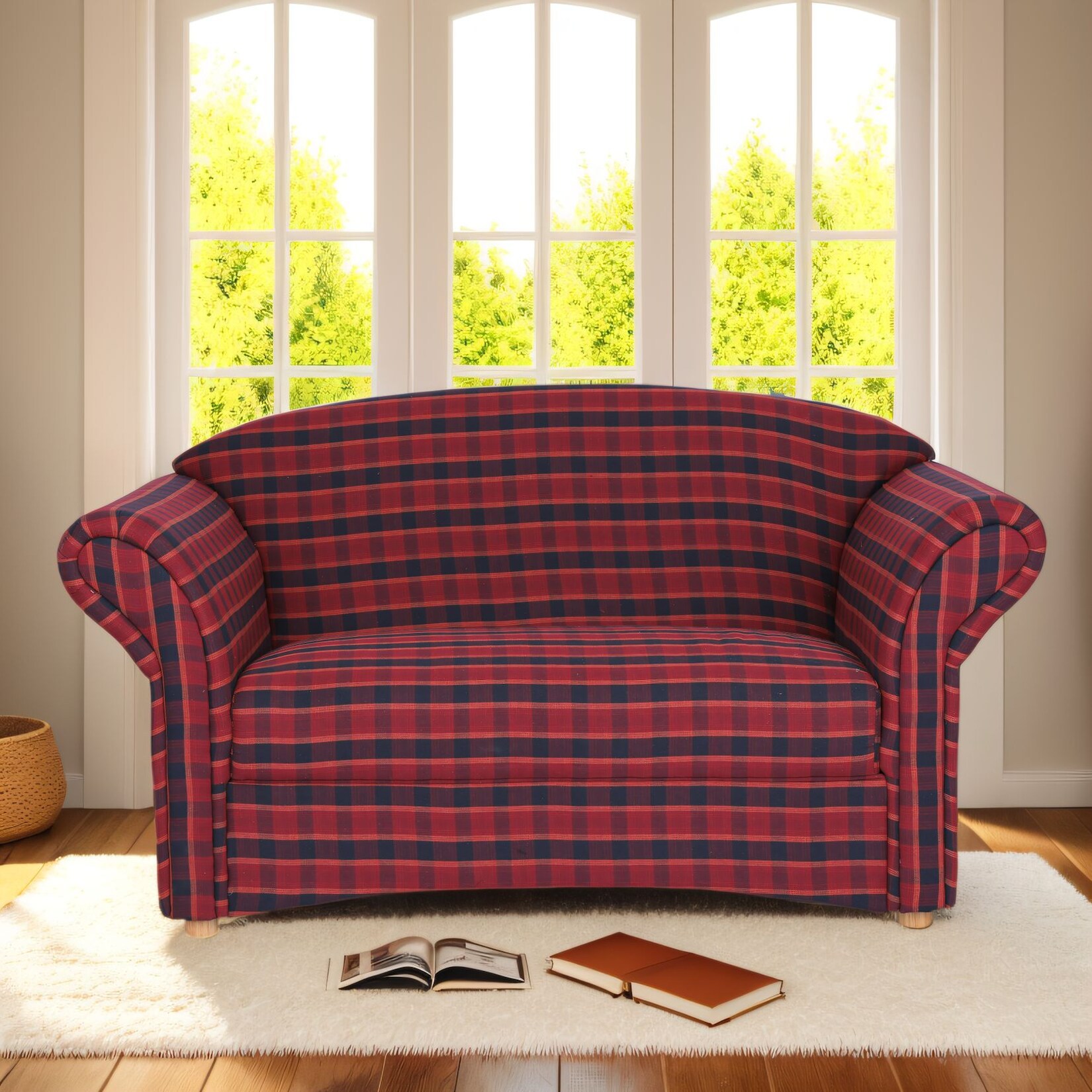 2-Sitzer Sofa Loretta, ca. 153 x 83 x 85 cm - Rot kariert
