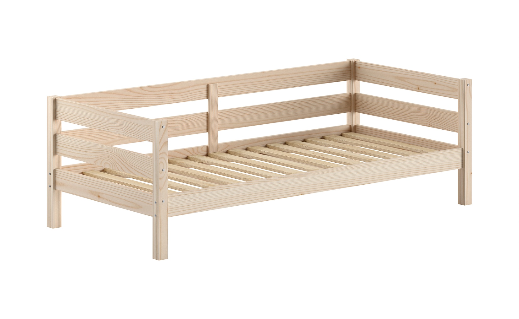 Funktions-Kojen Bett mit Umrandung und Rolllattenrost, Liegefläche 90 x 200, Ausf. Milky White lackiert
