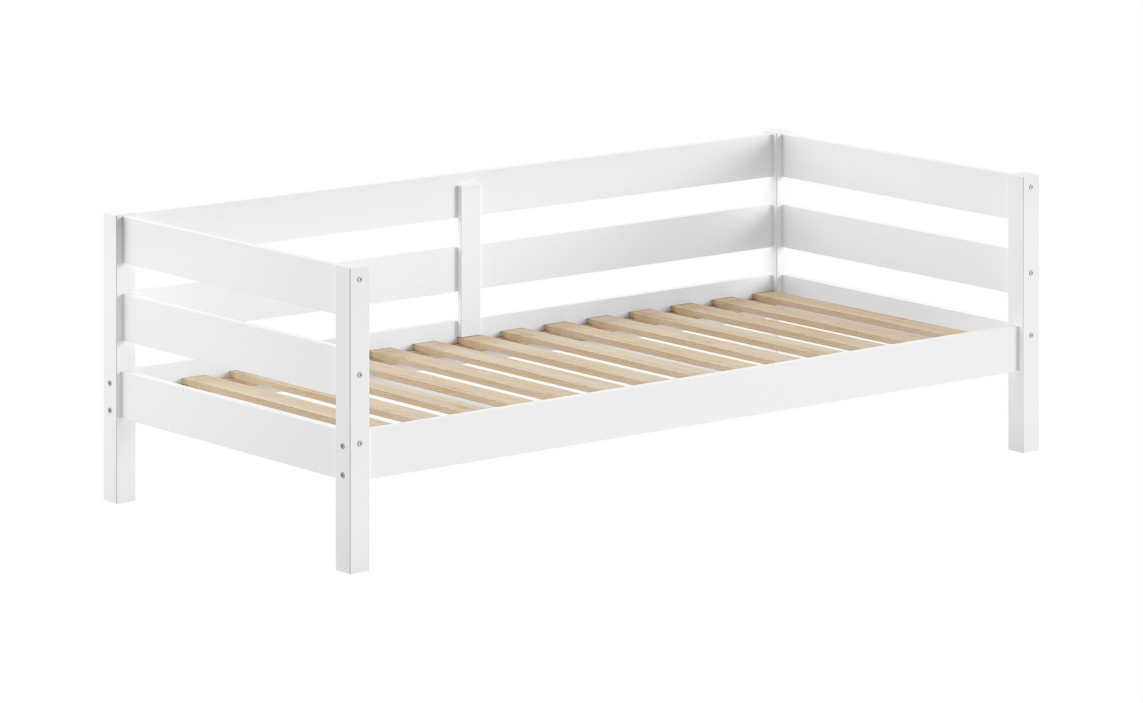 Funktions-Kojen Bett mit Umrandung und Rolllattenrost, Liegefläche 90 x 200, Ausf. Weiß lackiert