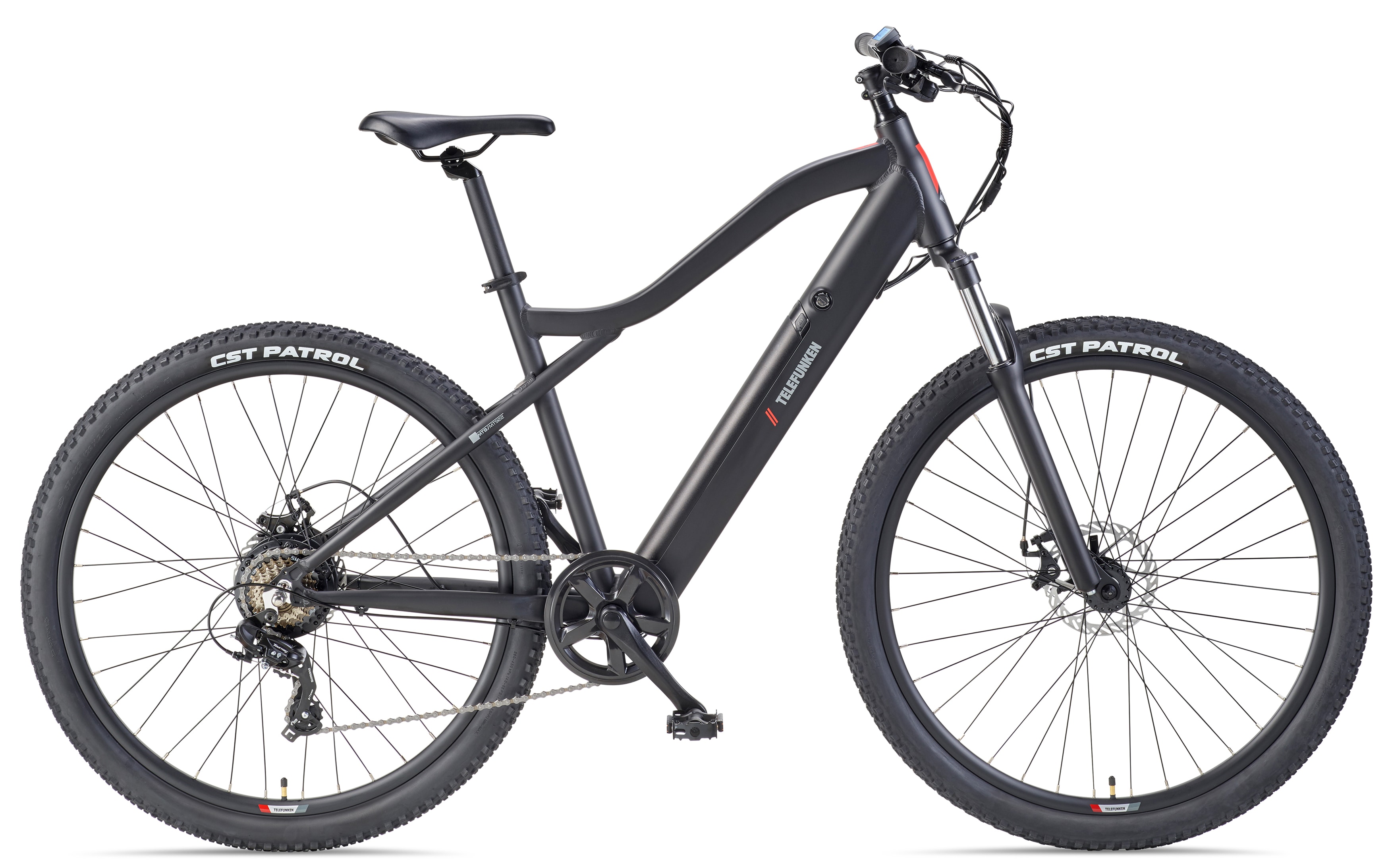 TELEFUNKEN MT922 E-MTB Mountainbike, 7-Gang Kettenschaltung, Heckmotor, 489,6 Wh Akku, 29" schwarz 