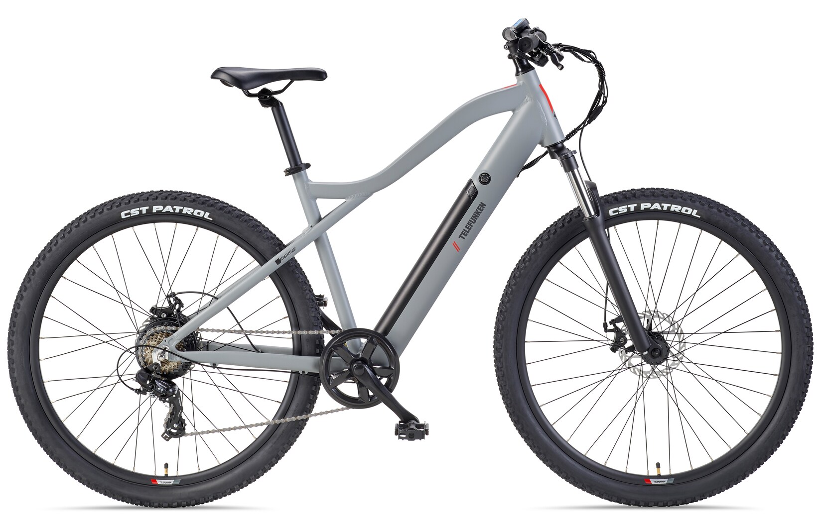 TELEFUNKEN MT922 E-MTB Mountainbike, 7-Gang Kettenschaltung, Heckmotor, 489,6 Wh Akku, 29" aluminiumgrau