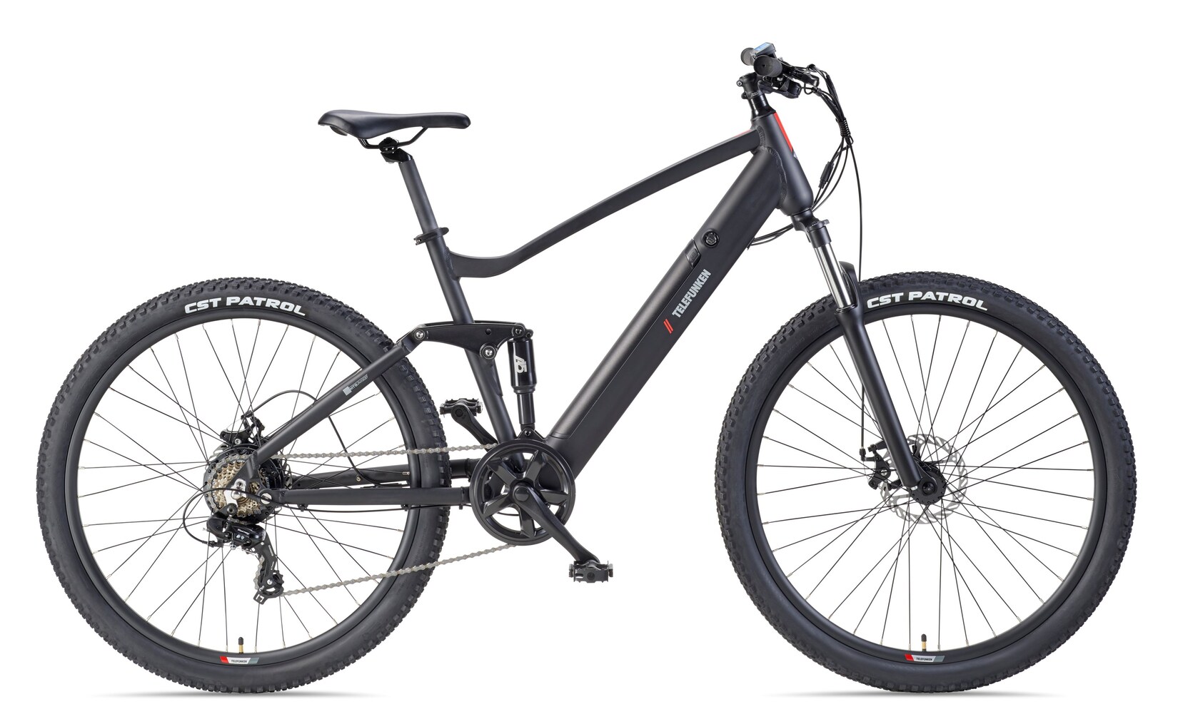 TELEFUNKEN M937 E-MTB Mountainbike Fully, 7-Gang Kettenschaltung, Heckmotor, 489,6 Wh Akku, 29" schwarz