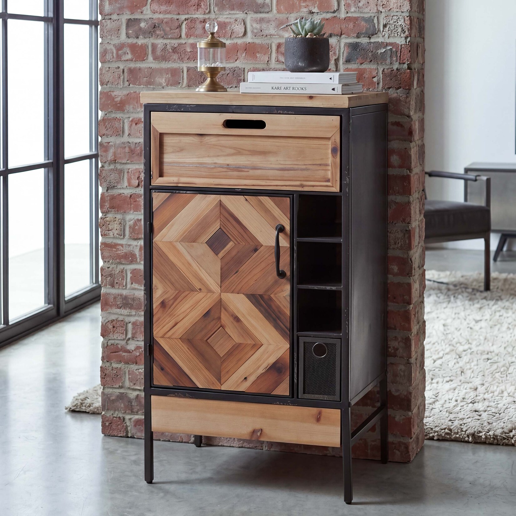 Apothekerkommode MCW-Q77, Schrank Kommode Schubladen Staufächer Industrial Vintage/Shabby Holz Metall 85x45x35cm