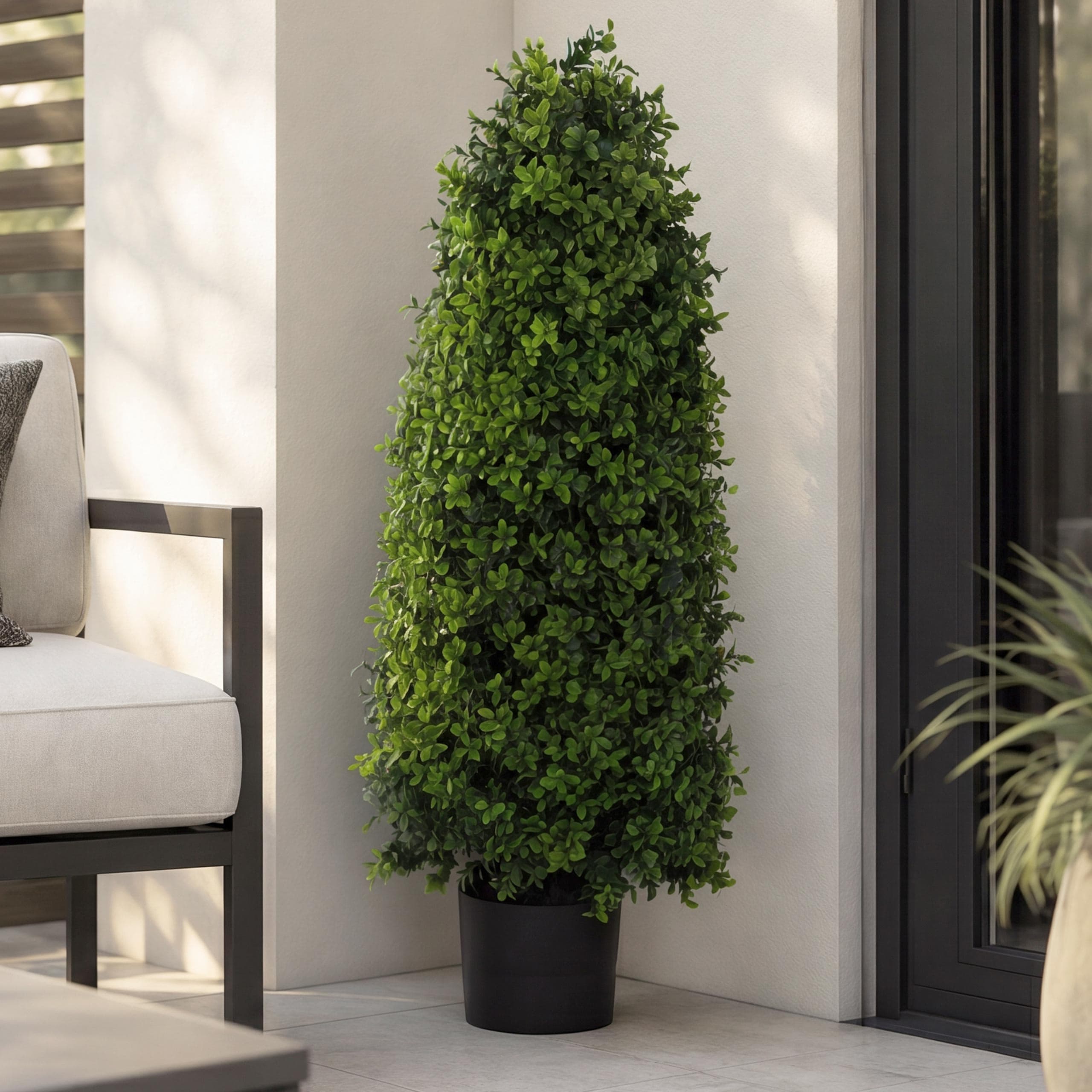 K&uuml;nstlicher Buchsbaum MCW-Q89, Buchs Buxus im Topf Dekobaum Kunstpflanze Kegel naturgetreu immergr&uuml;n Outdoor&nbsp;90x35x35cm 