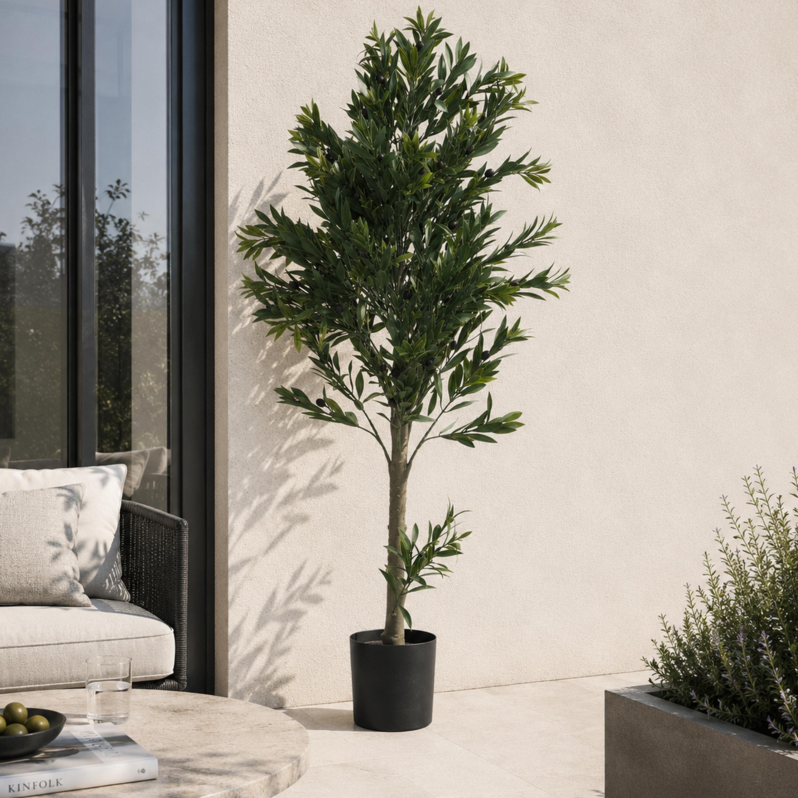 K&uuml;nstlicher Olivenbaum MCW-Q88, Dekopflanze Kunstbaum Kunstpflanze, Outdoor Polyethylen 126x58x58cm 