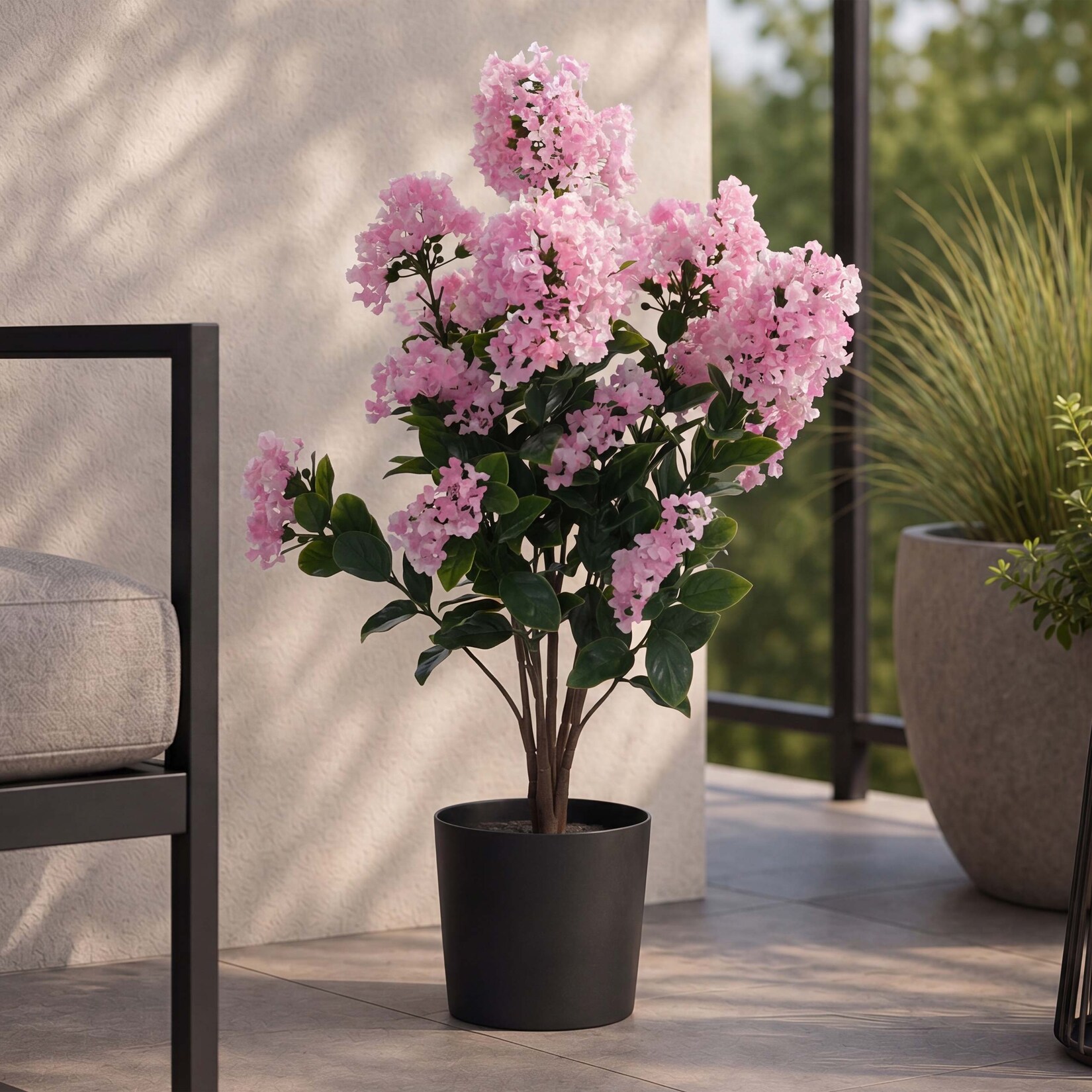Künstlicher Flieder MCW-Q87, Kunstflieder Dekopflanze Kunstbaum Kunstpflanze, Outdoor Polyethylen 64x35x35cm ~ rosa