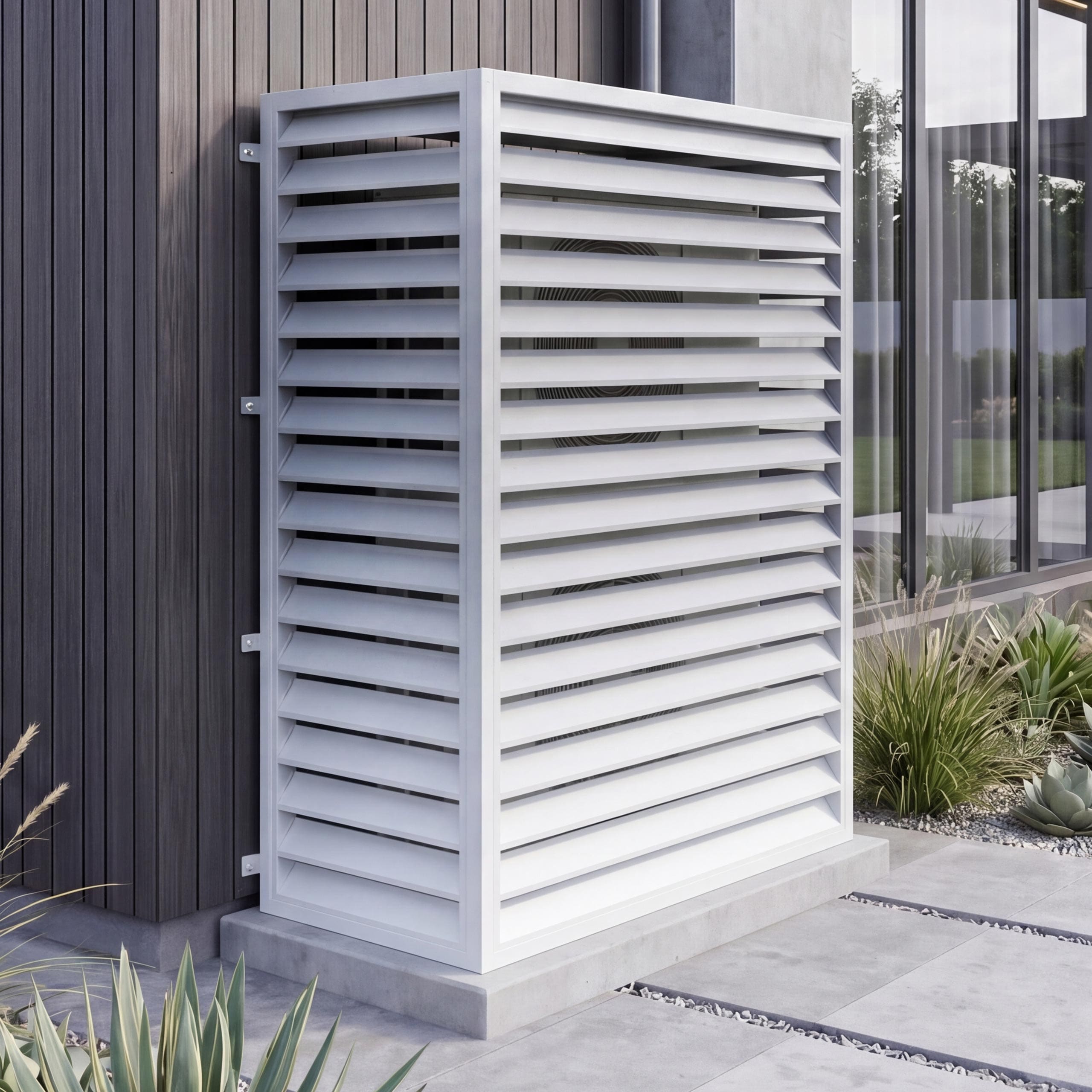 Verkleidung f&uuml;r Klimaanlage/W&auml;rmetauscher MCW-O43, Abdeckung Schutzgitter, Metall 164x127x65cm ~ grau-wei&szlig; 