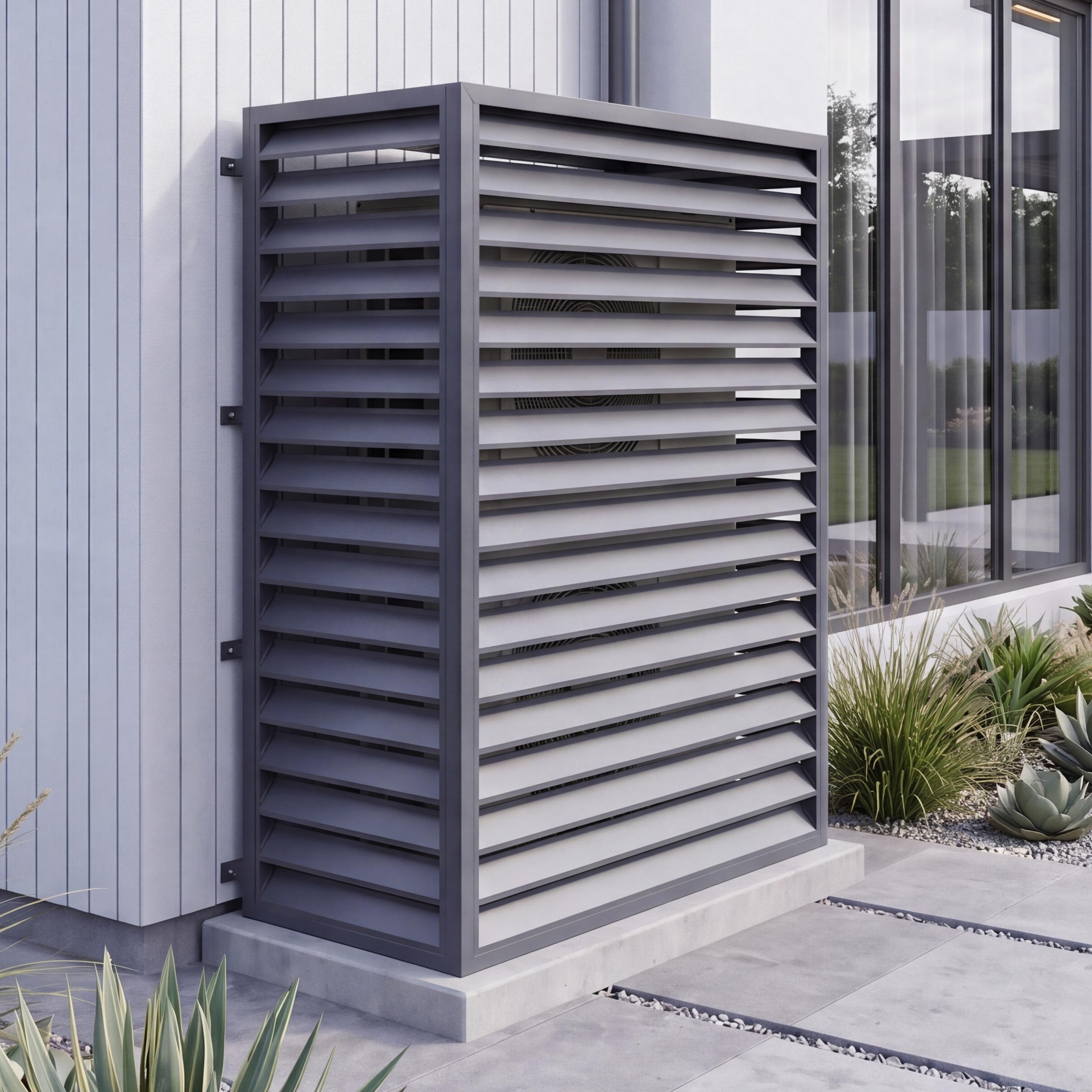 Verkleidung f&uuml;r Klimaanlage/W&auml;rmetauscher MCW-O43, Abdeckung Schutzgitter, Metall 164x127x65cm ~ anthrazit 