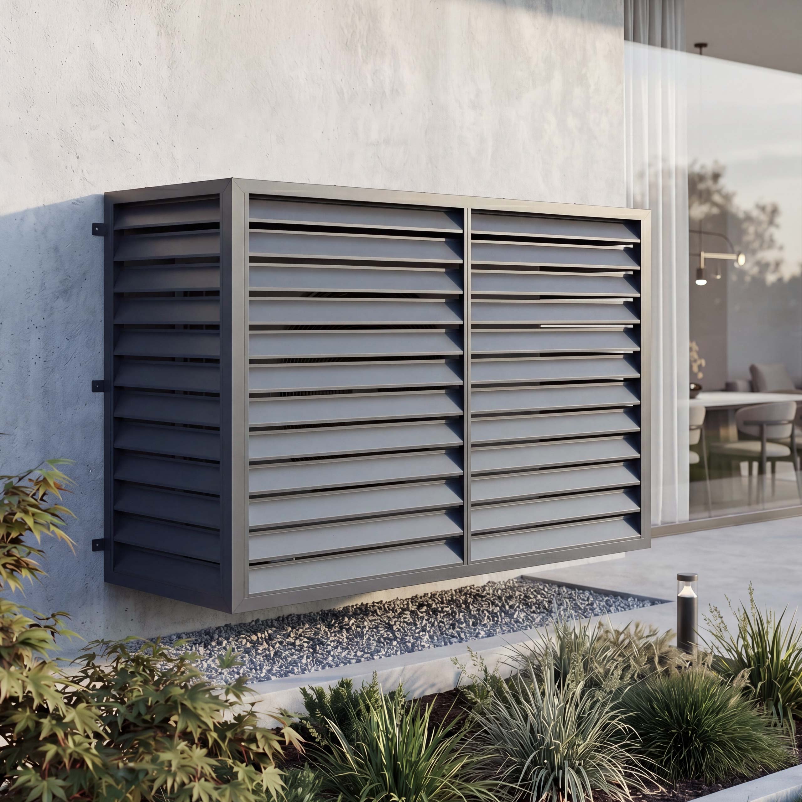Verkleidung f&uuml;r Klimaanlage/W&auml;rmetauscher MCW-O43, Abdeckung Schutzgitter, Metall 132x175x75cm ~ anthrazit 