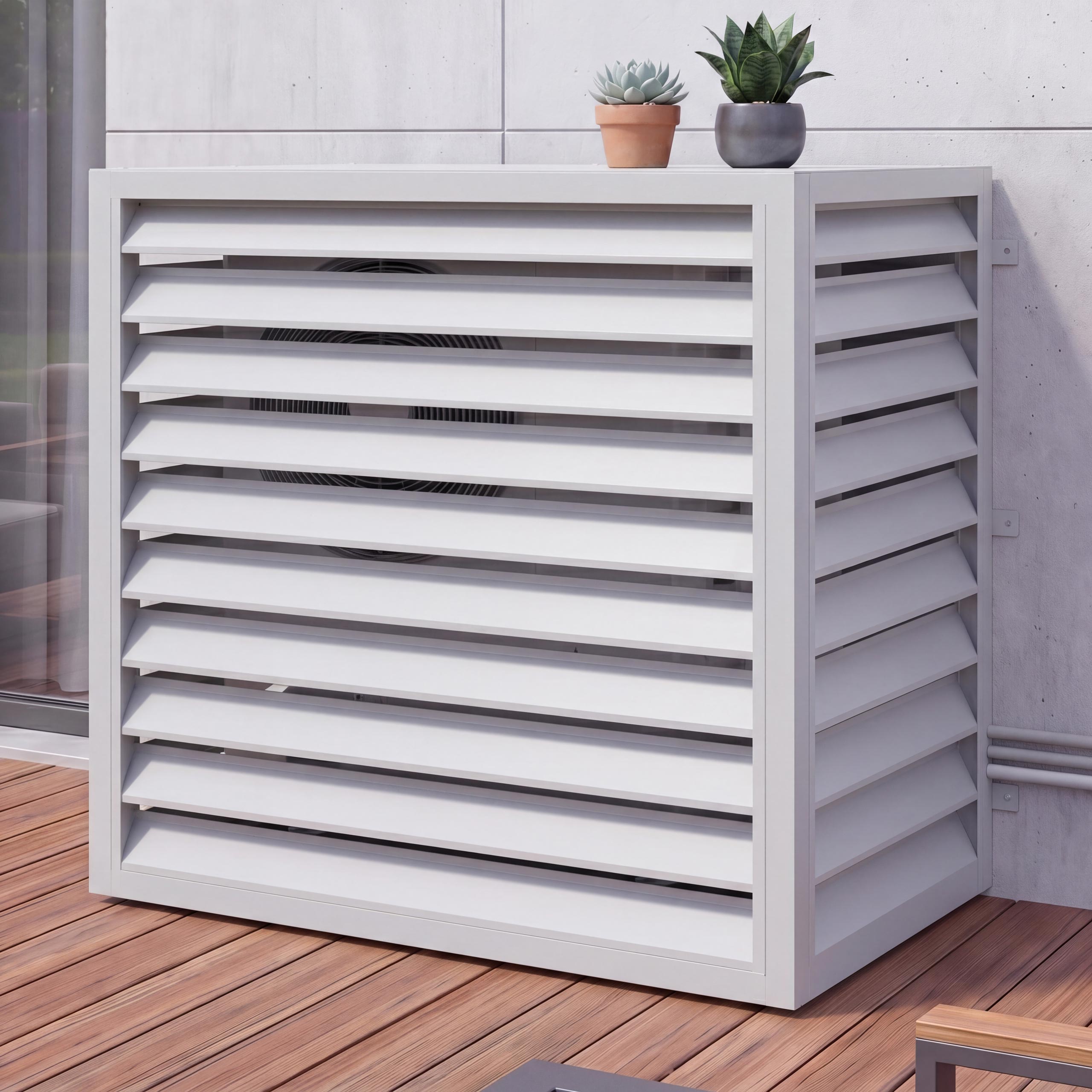 Verkleidung f&uuml;r Klimaanlage/W&auml;rmetauscher MCW-O43, Abdeckung Schutzgitter, Metall 111x127x65cm ~ grau-wei&szlig; 