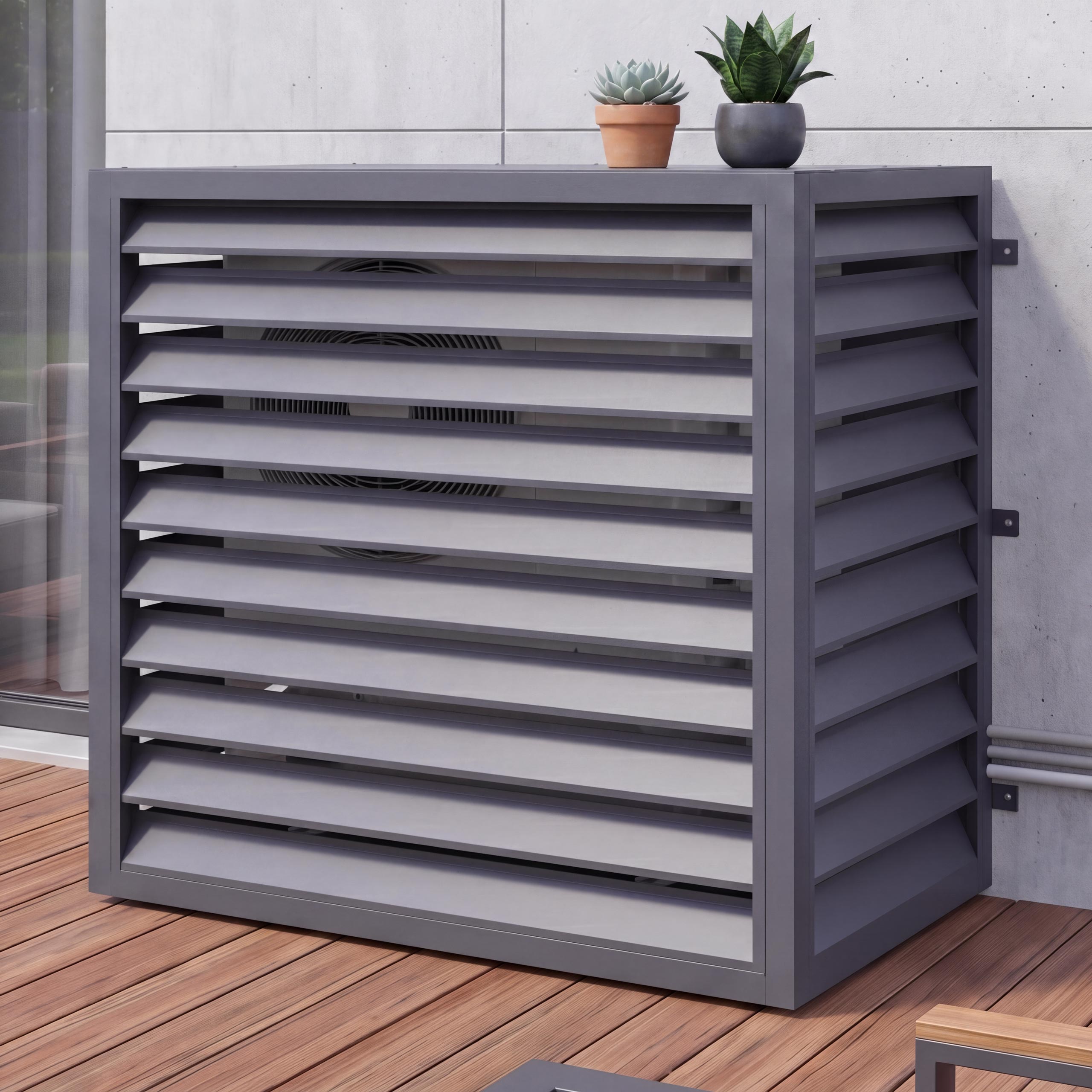 Verkleidung f&uuml;r Klimaanlage/W&auml;rmetauscher MCW-O43, Abdeckung Schutzgitter, Metall 111x127x65cm ~ anthrazit 