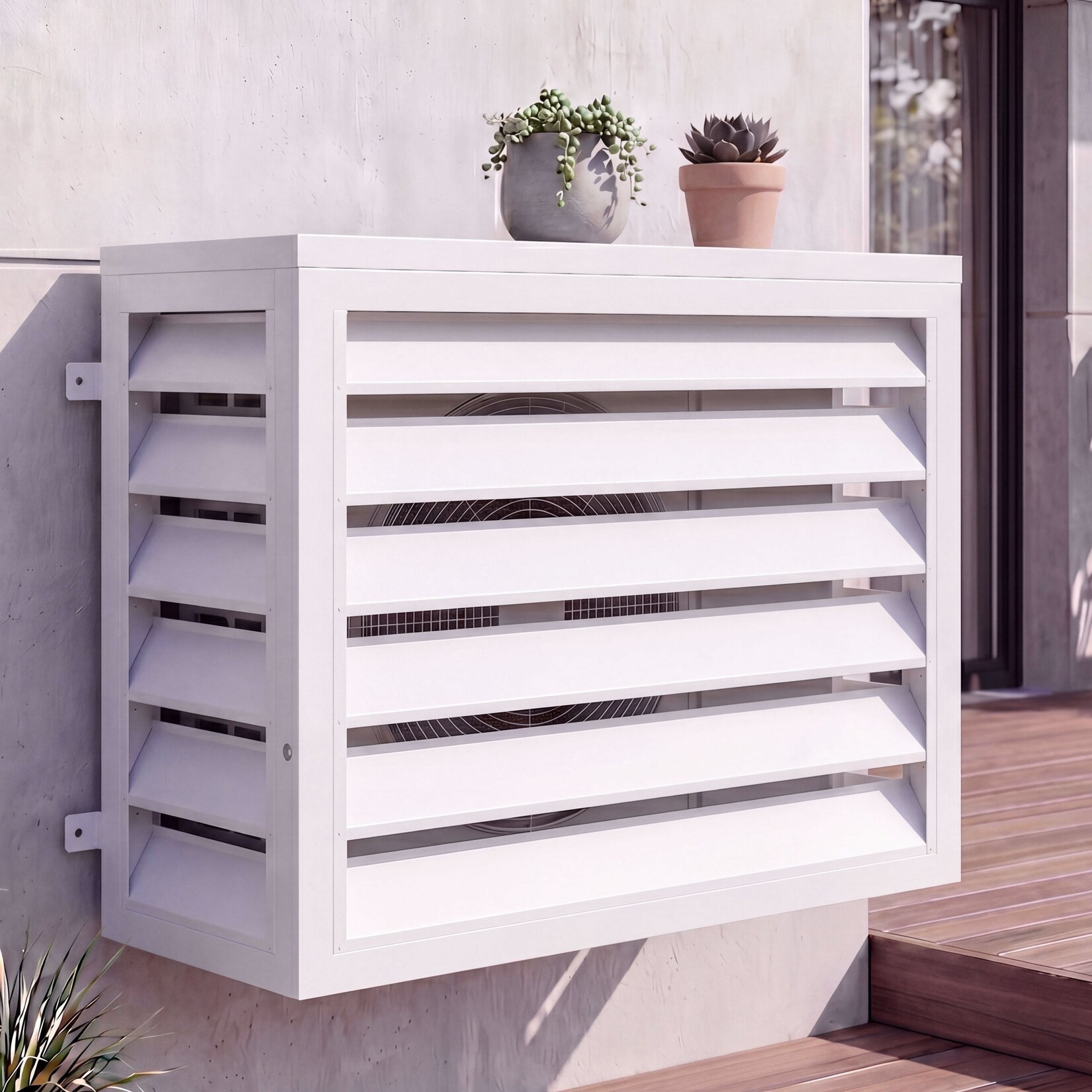 Verkleidung für Klimaanlage/Wärmetauscher MCW-O43, Abdeckung Schutzgitter, Metall 73x97x38cm ~ grau-weiß