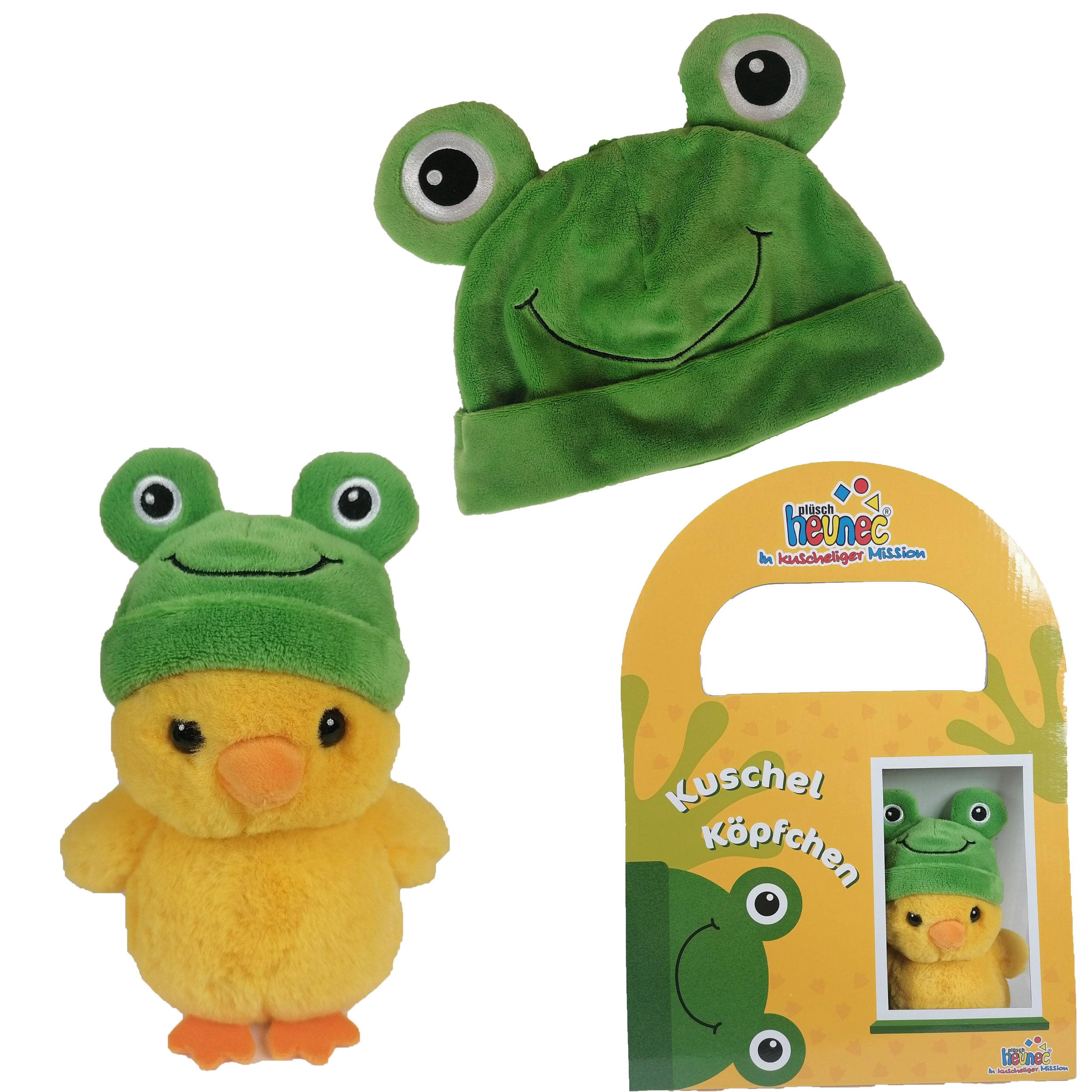KUSCHELK&Ouml;PFCHEN Ente mit Froschm&uuml;tze 