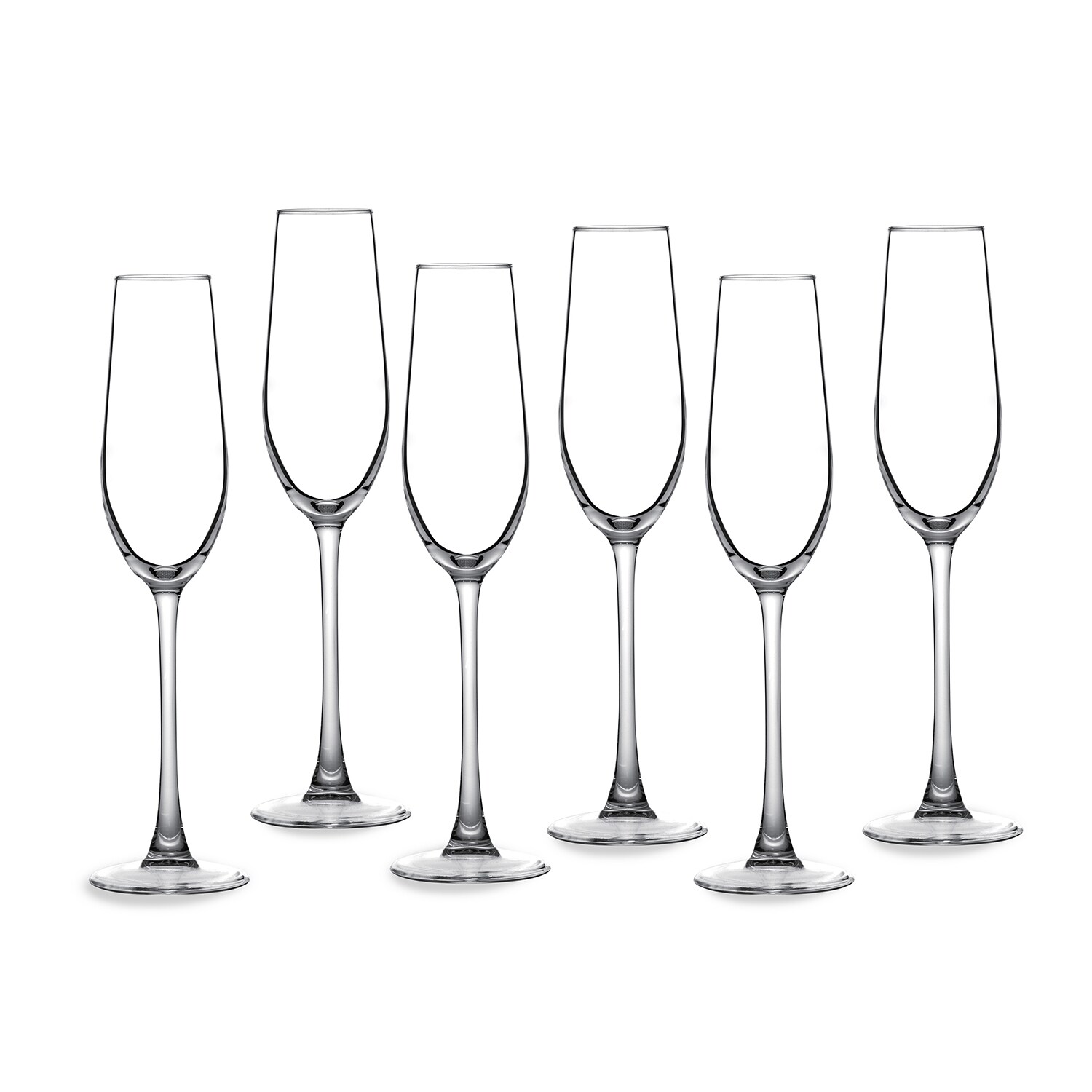 Sekt-/Champagnergläser 6er Set,  - Prosecco Gläser, Sektflöten, Robuste Kelche mit langgezogenem Stiel