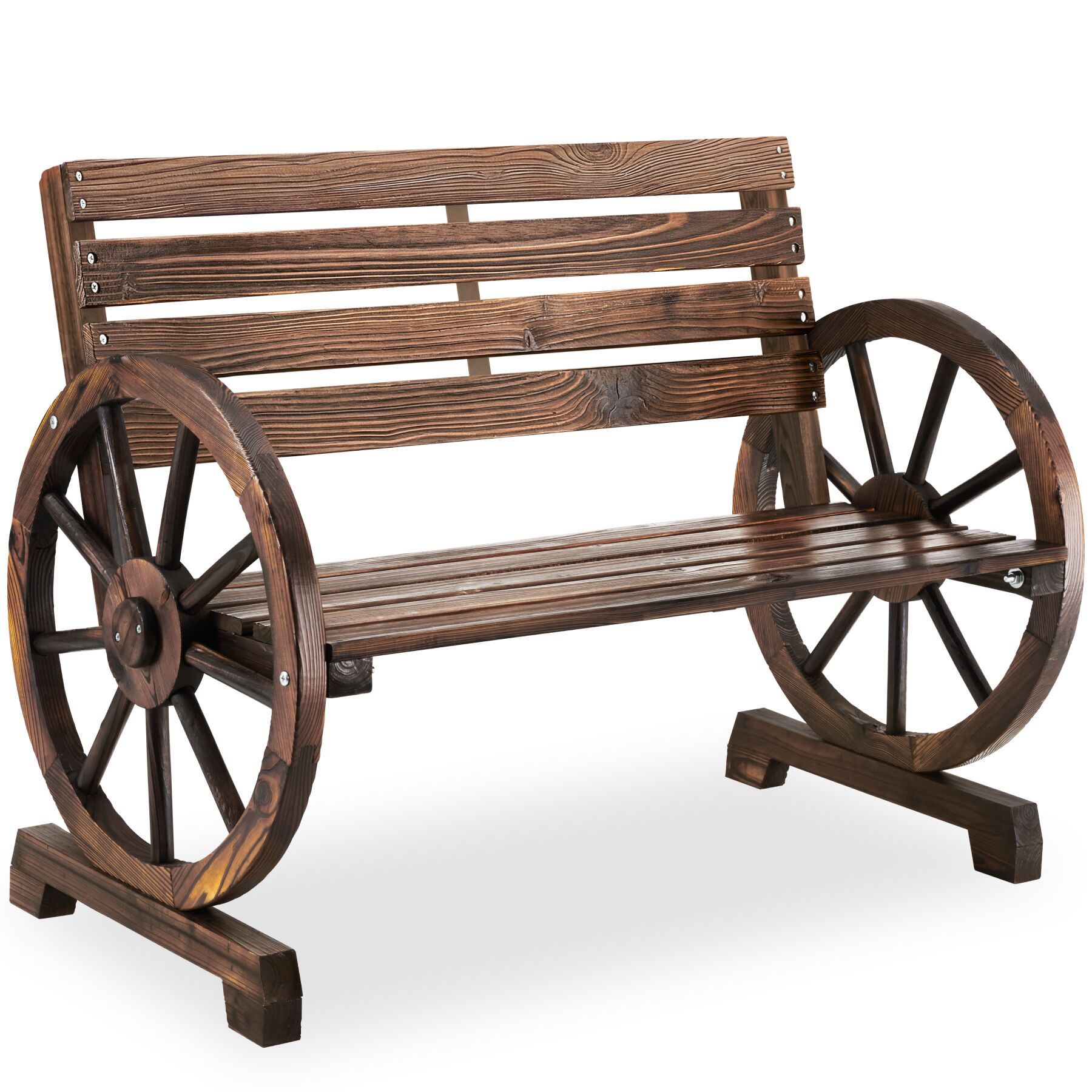 tectake&reg; Gartenbank, 2-Sitzer, 106 x 55 x 78 cm, geflammtes Massivholz mit Lackierung, Belastbarkeit 320 kg 