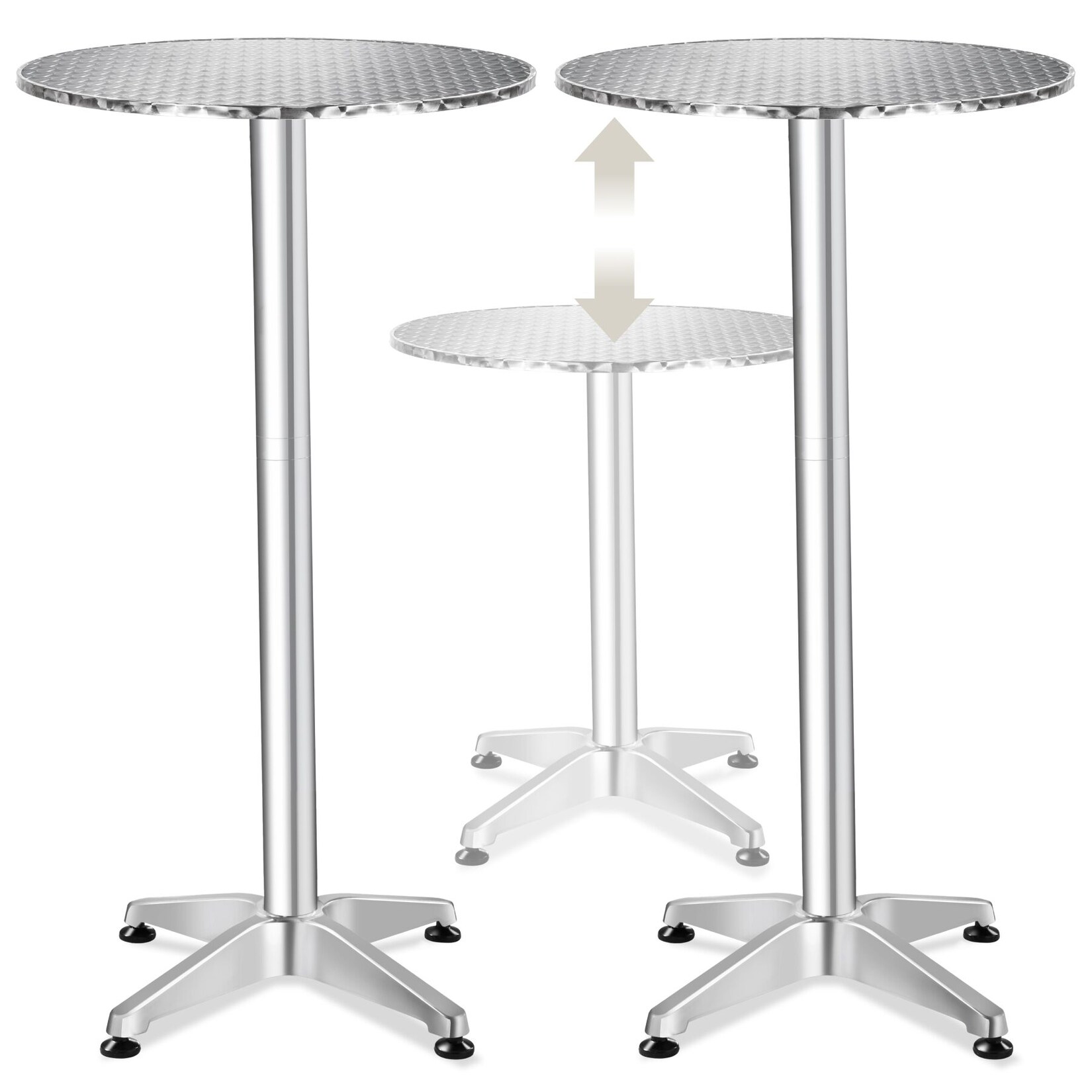 tectake® Aluminium-Bistrotisch, wetterfest, klappbar, Zementsockel, Belastbarkeit 60 kg, höhenverstellbare Kunststofffüße