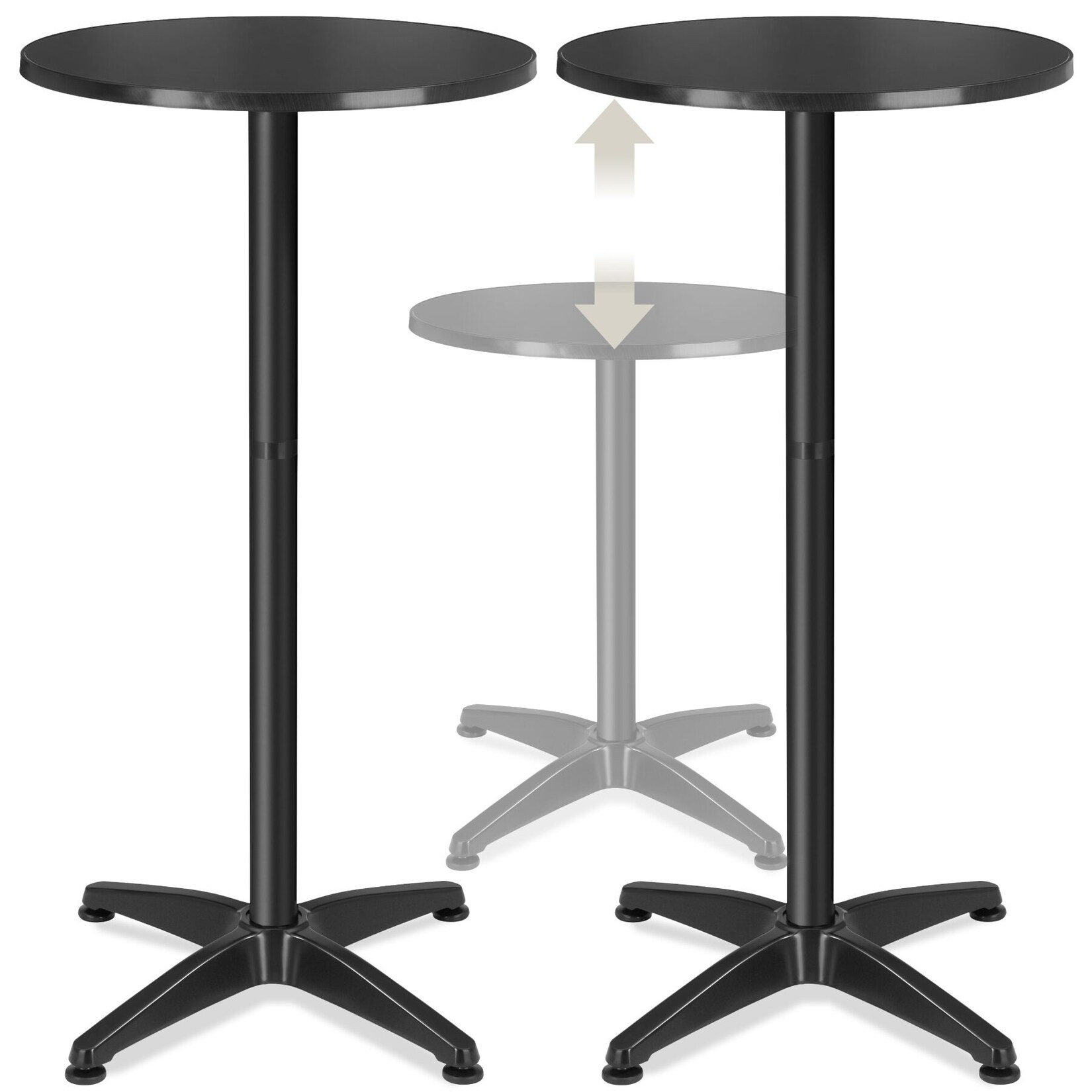 tectake® Aluminium-Bistrotisch, wetterfest, klappbar, Zementsockel, Belastbarkeit 60 kg, höhenverstellbare Kunststofffüße