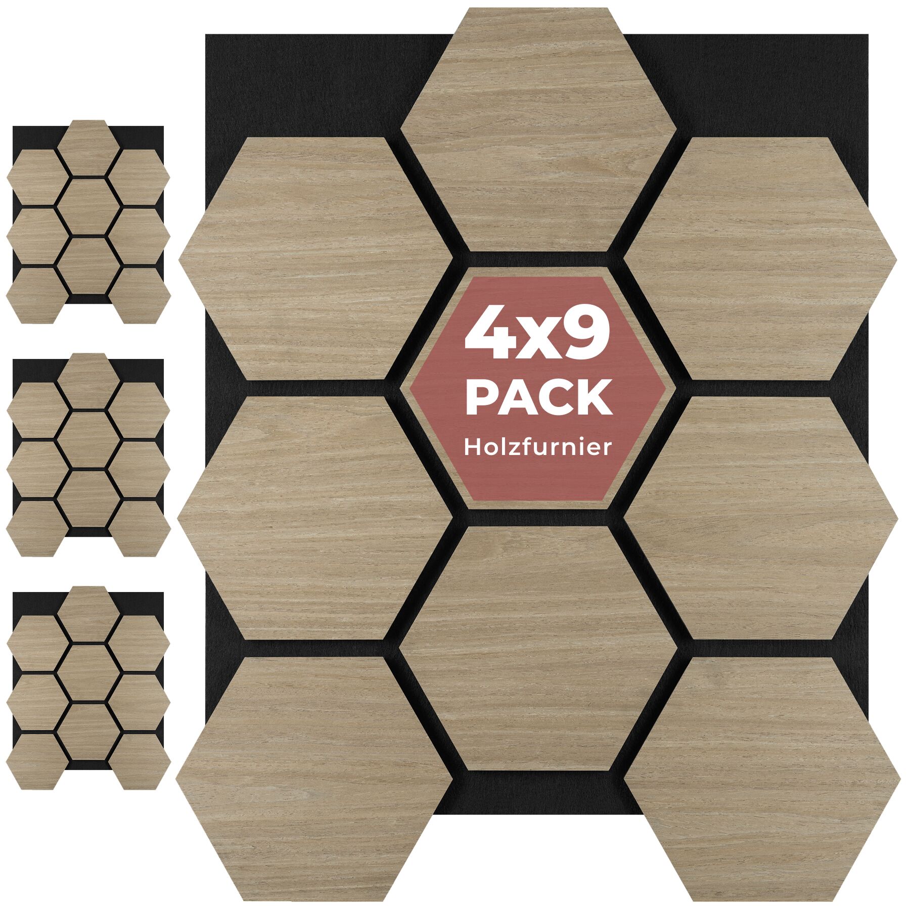 tectake&reg; Akustikpaneele, Holzoptik in Eiche dunkel, MDF und Echtholzfurnier, je 76 x 62 x 1,8 cm, Gr&ouml;&szlig;e flexibel anpassbar 