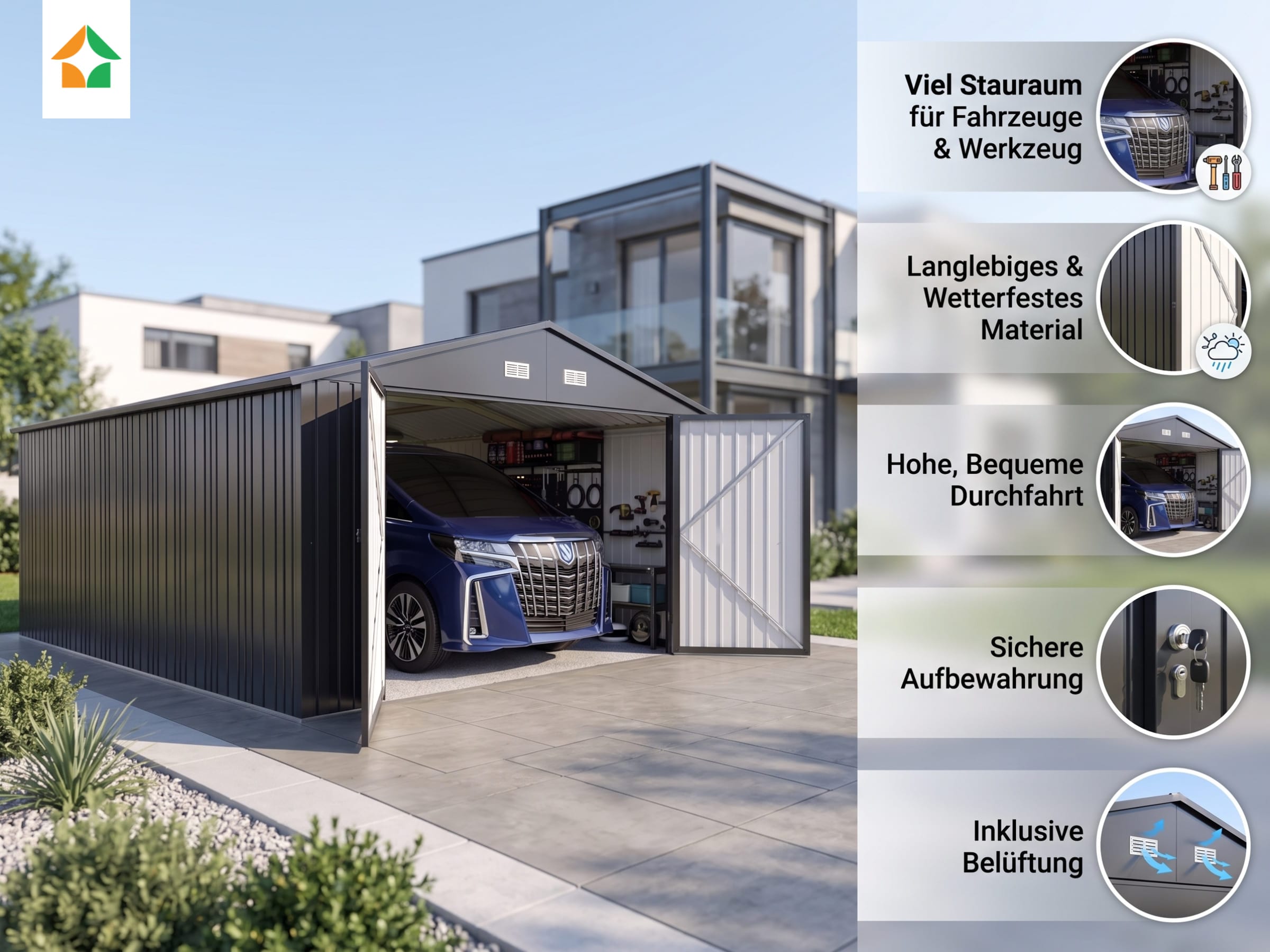 Ger&auml;tehaus aus verzinktem Stahl 602 x 386 x 241 cm &ndash; Grau 