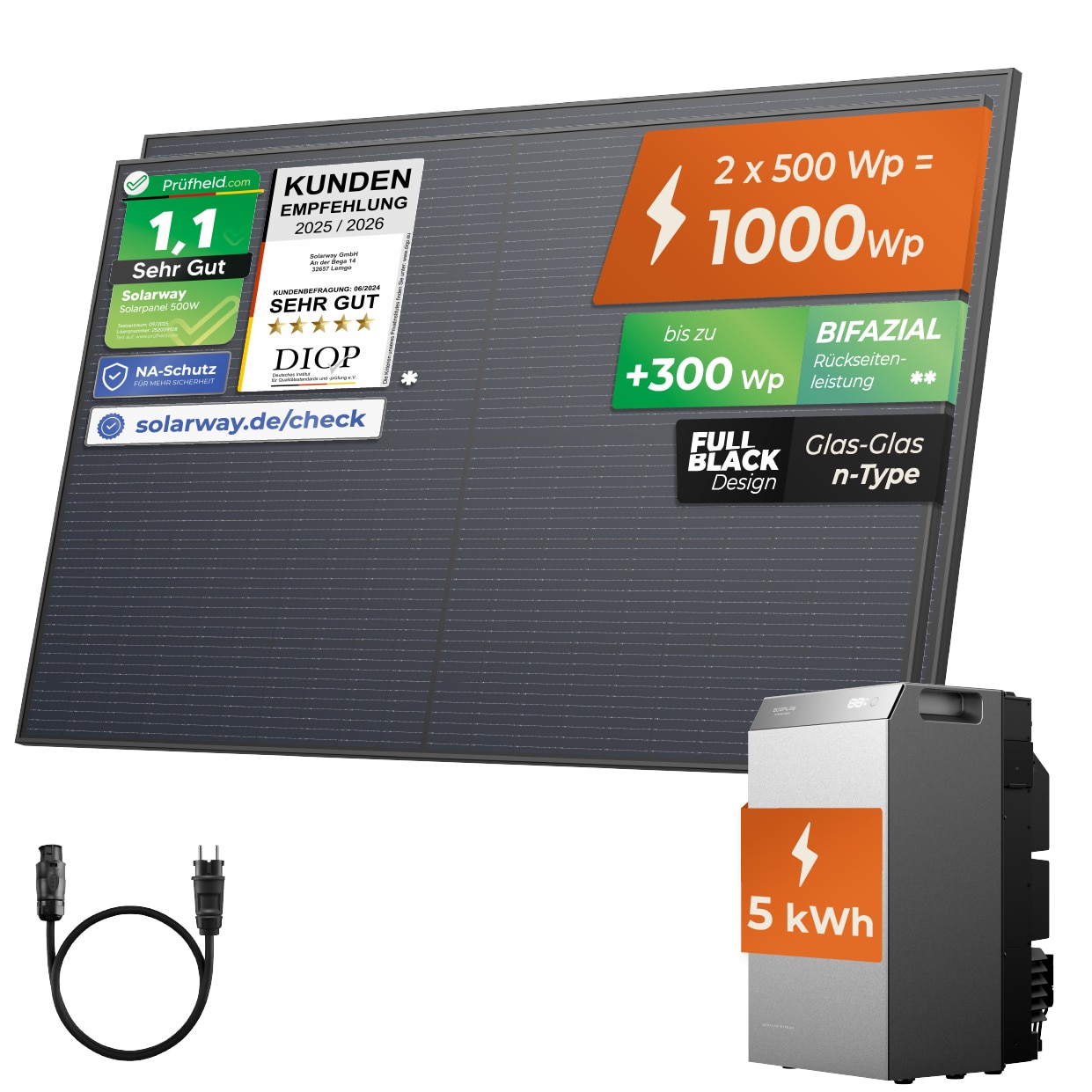 SOLARWAY Balkonkraftwerk 1000 Watt | EcoFlow STREAM 5000 
