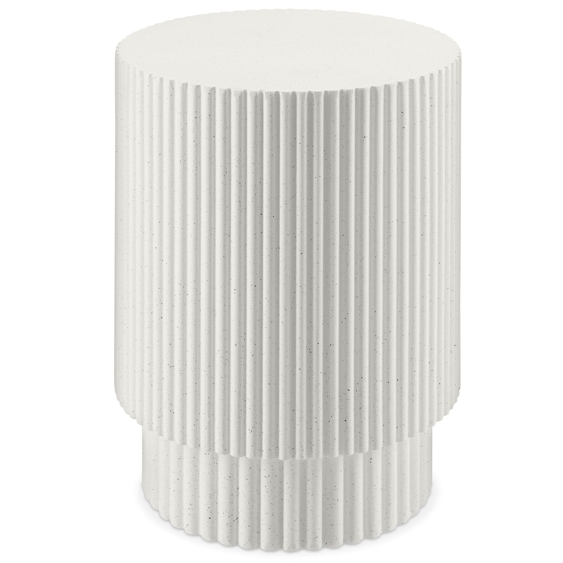 tectake&reg; Beistelltisch, Betonoptik, rund, mit vertikaler Rillenstruktur, feine Sprenkelung, &Oslash; 38 x 51 cm 