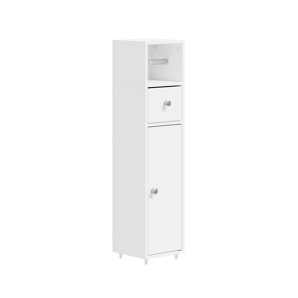SoBuy Toilettenschrank mit Toilettenpapierhalter 1 drawer Wei&szlig; 20x20x85cm Modern 