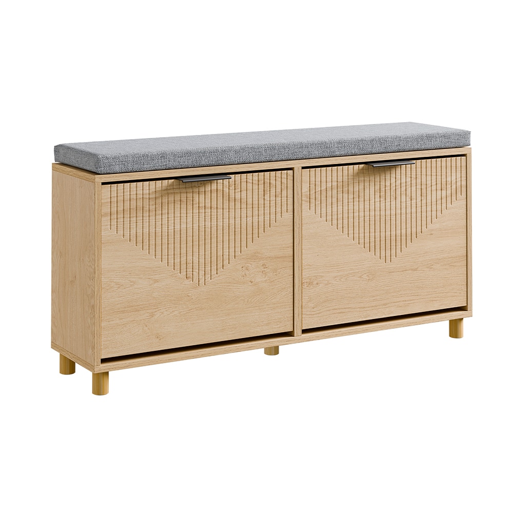 SoBuy Schuhbank 2 doors Hell Eiche 100x24x50cm Modern 