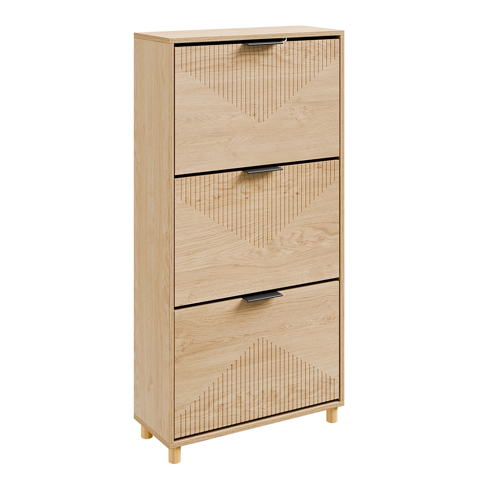 SoBuy Schuhschrank 3 drawers Hell Eiche 60x24x120cm Modern