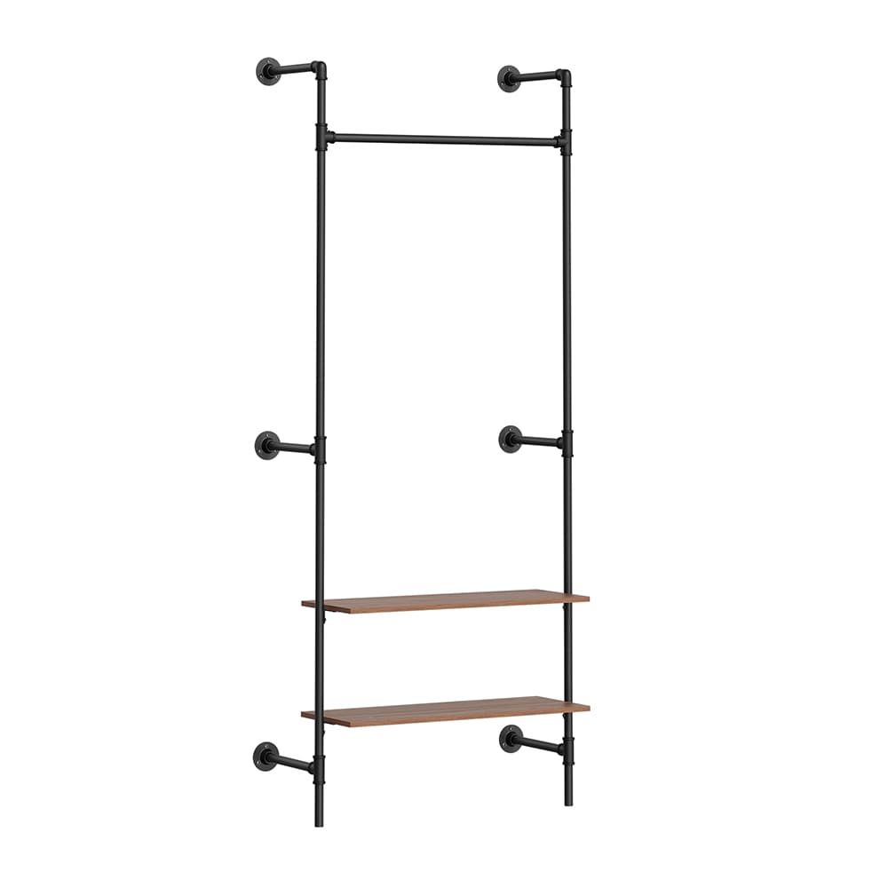 SoBuy Wandgarderobe mit 2 Ablagen Schwarz 91x48x220cm Modern