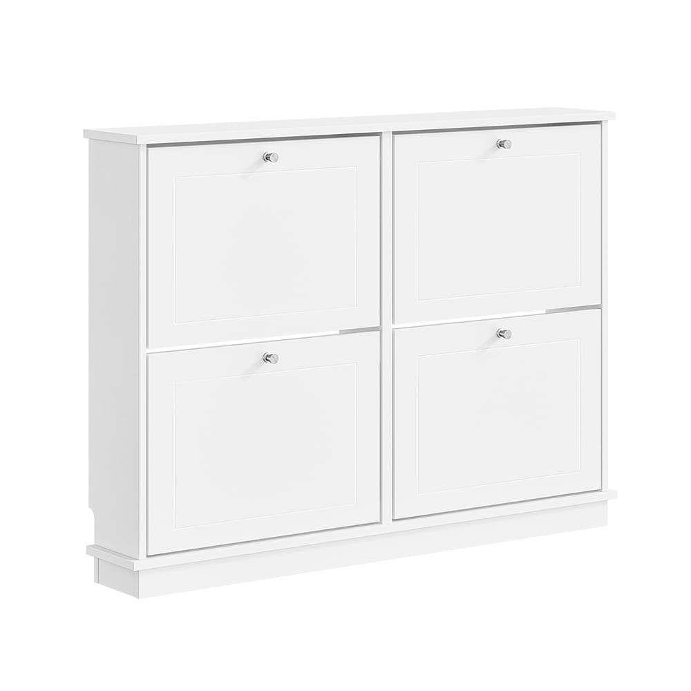 SoBuy Schuhschrank 4 T&uuml;ren Wei&szlig; 105x48x78cm Modern 